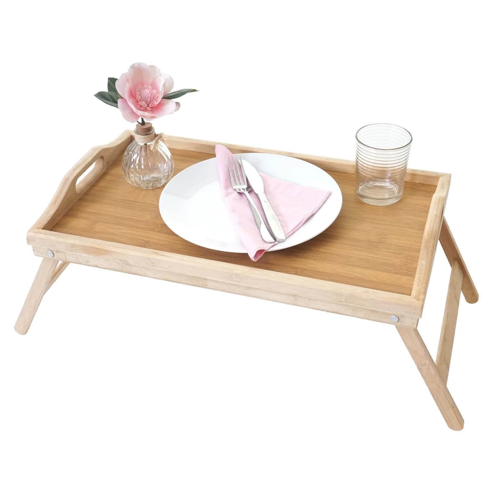 Tablett MCW-B88 Bambus Serviertablett Frühstückstablett Dekotablett 21x64x30cm
