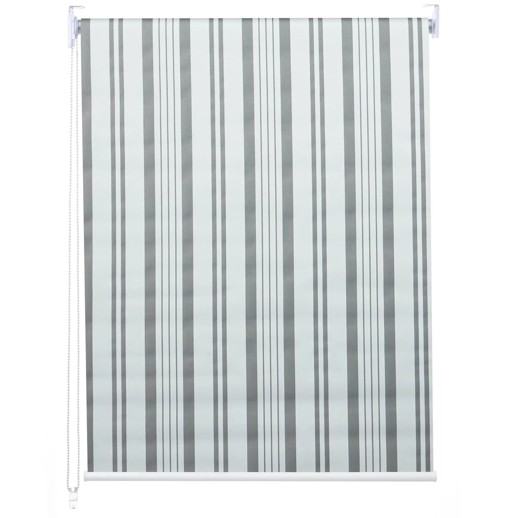 Rollo MCW-D52 Fensterrollo Seitenzugrollo Jalousie Sonnenschutz Verdunkelung Blickdicht 80x230cm Grau/Weiß