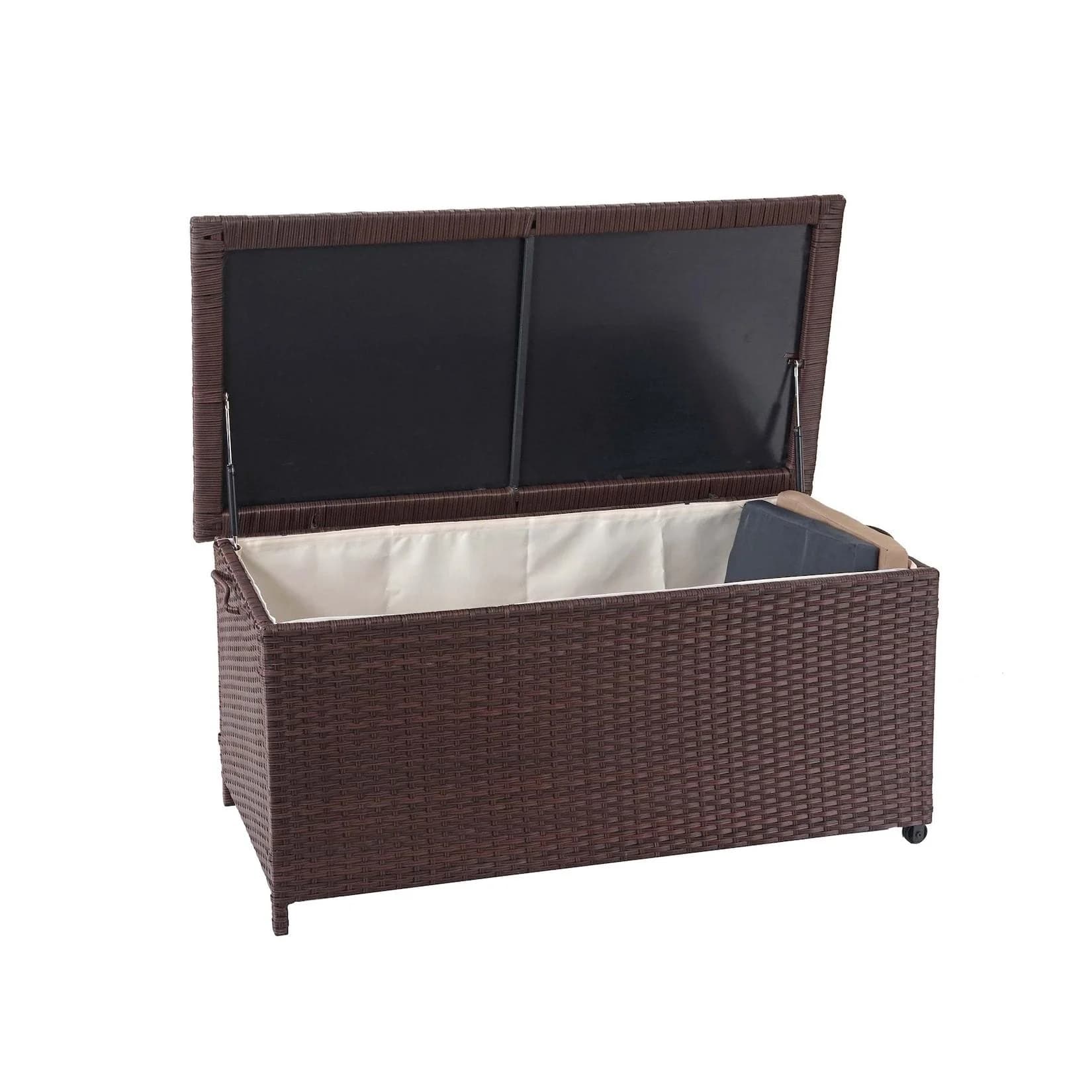 MCW Poly-Rattan Kissenbox Braun 170L Auflagenbox
