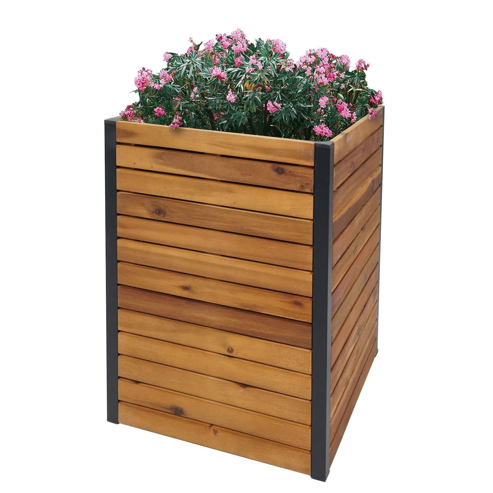 MCW Pflanzkasten Hochbeet Akazie Holz Aluminium Braun
