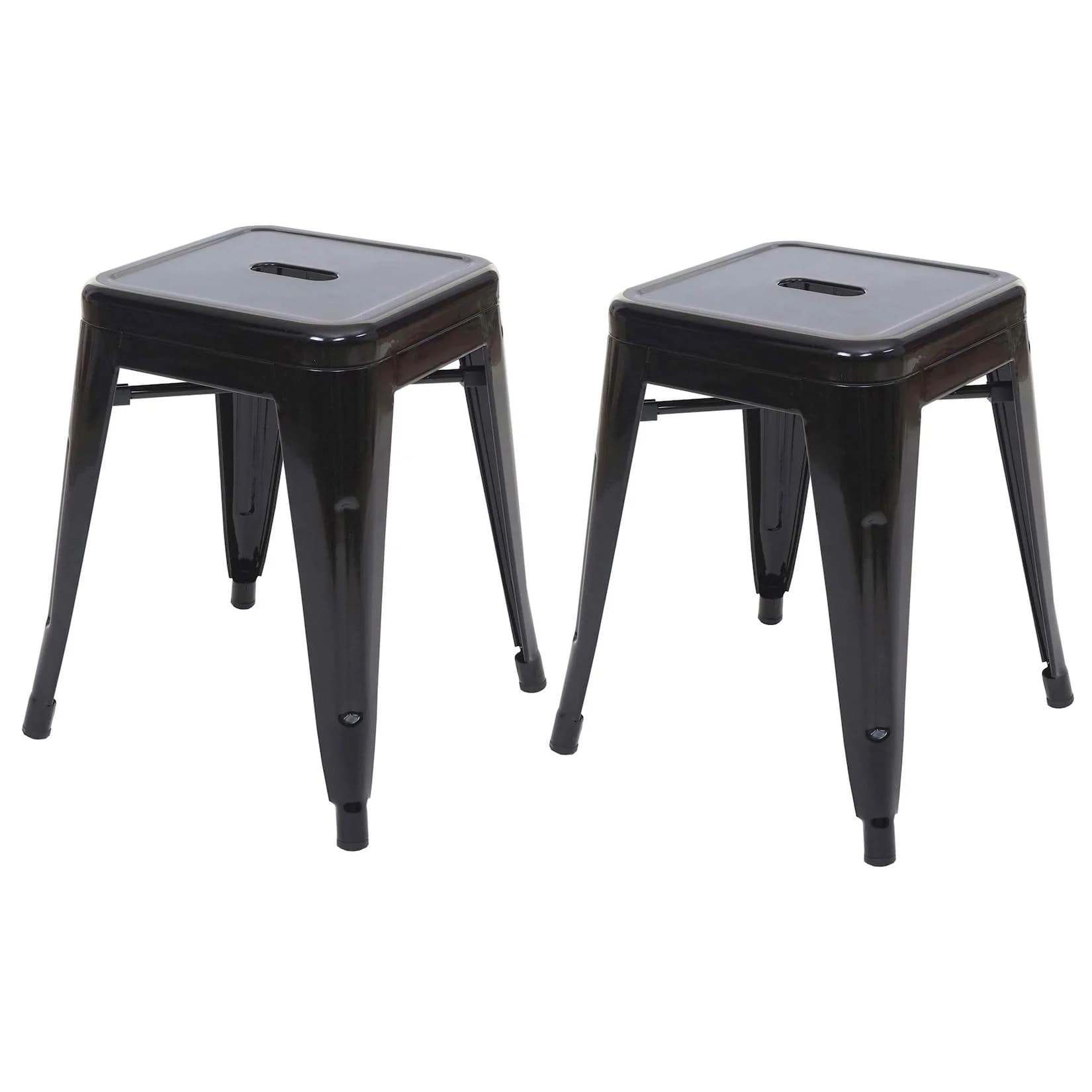 MCW 2er-Set Hocker MCW-A73 Metall Industriedesign stapelbar Schwarz