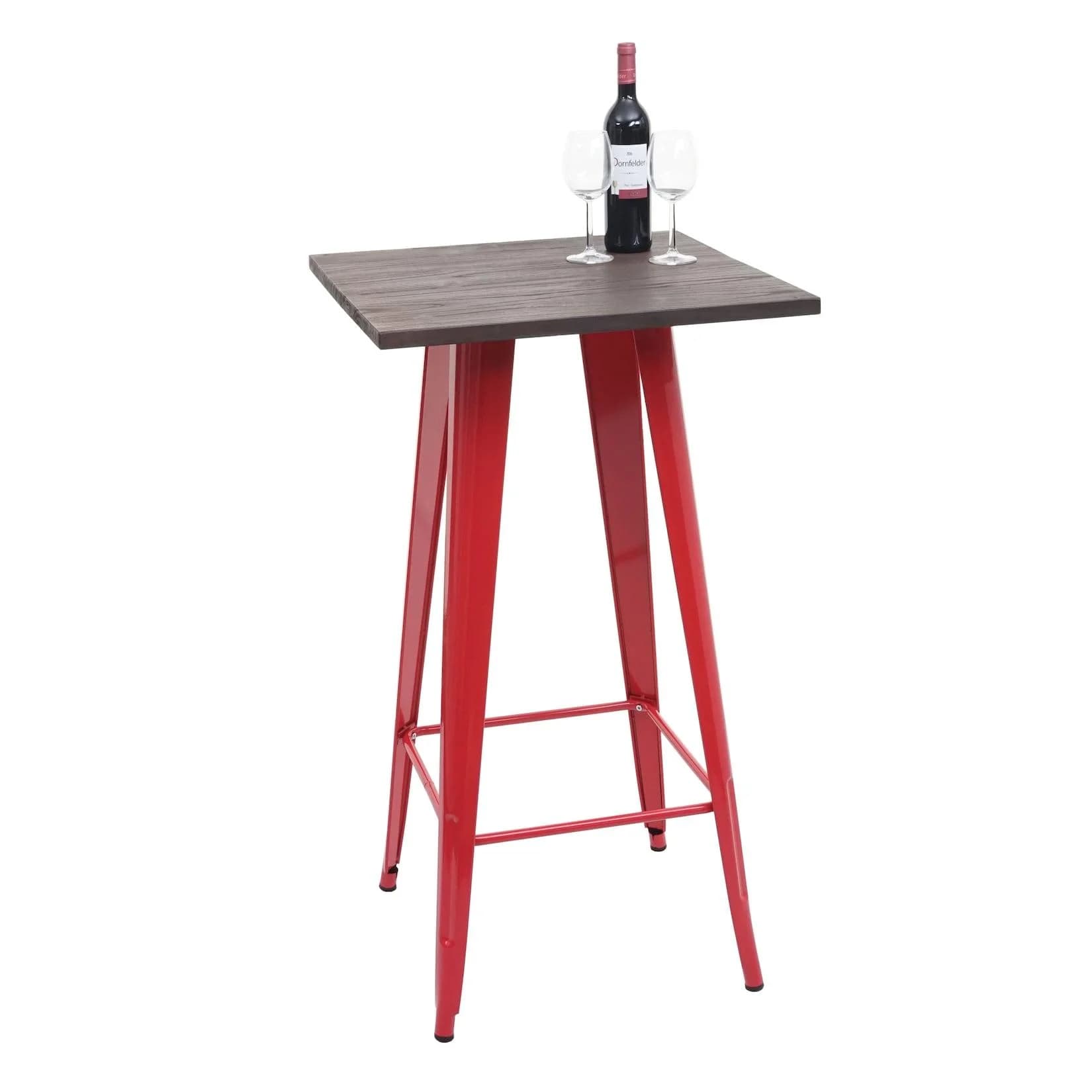 MCW Stehtisch MCW-A73 Rot Metall Holz Industriedesign