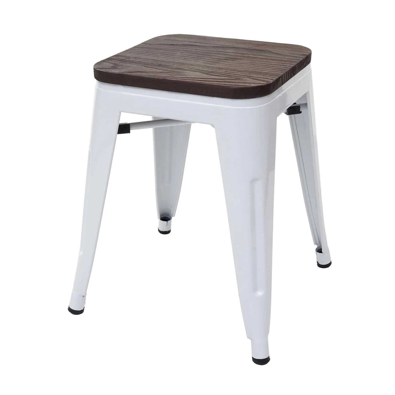 MCW Hocker MCW-A73 Weiß Metall Holz Stapelbar
