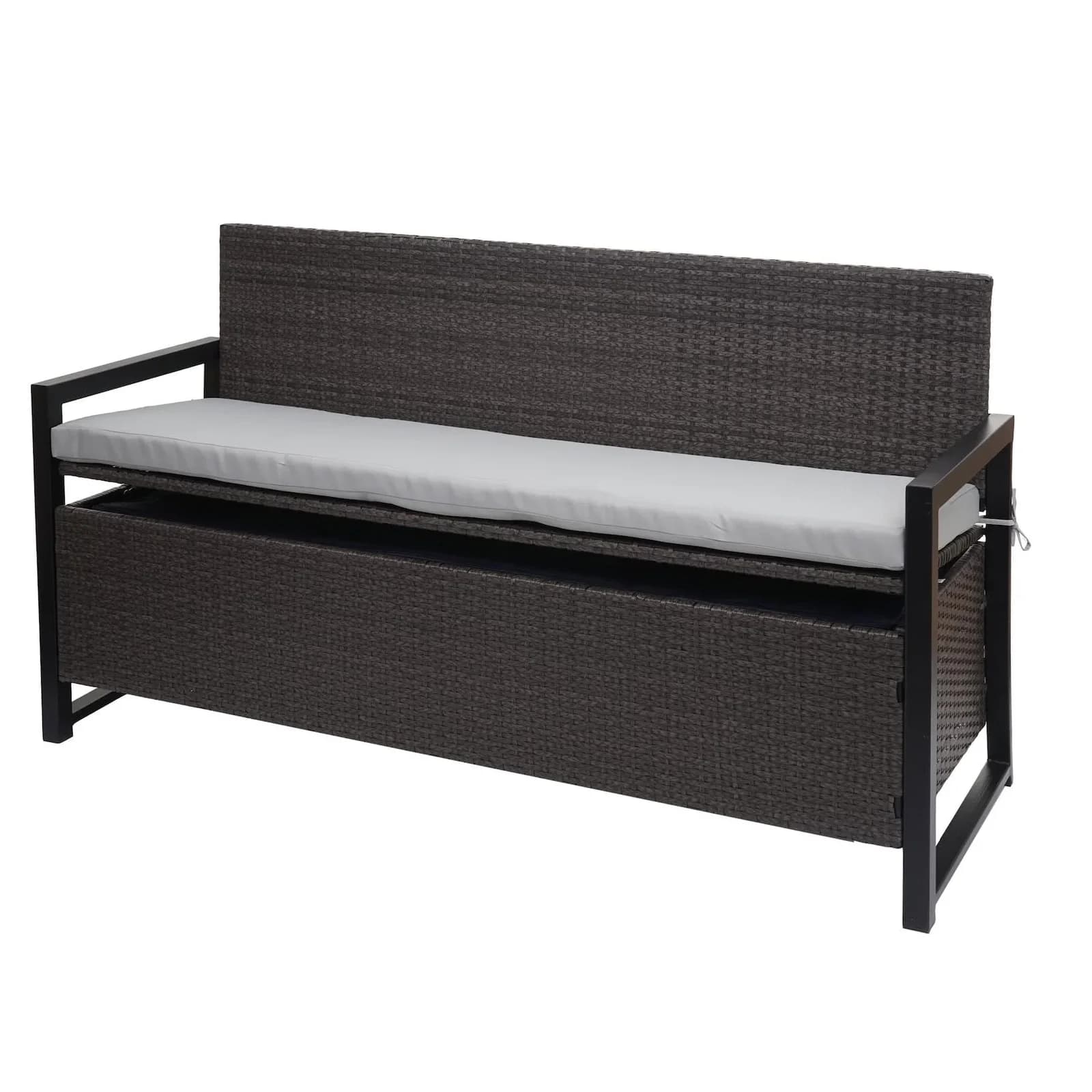 MCW Poly-Rattan 3er Sitzbank Grau mit Staufach