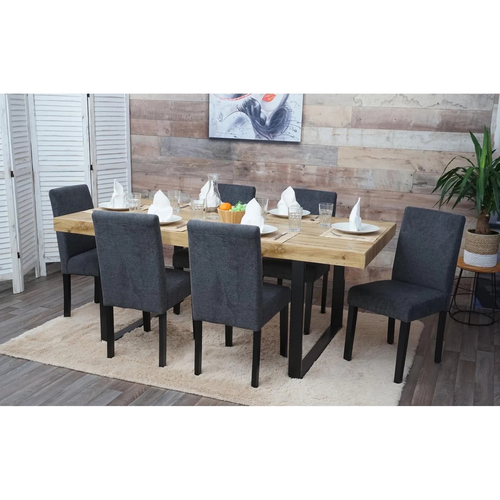MCW 6er-Set Esszimmerstuhl Littau Textil Anthrazitgrau