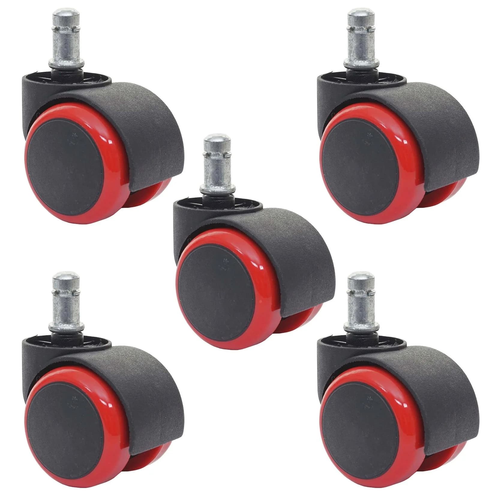MCW 5er-Set Hartbodenrollen Rot 150kg Belastbar