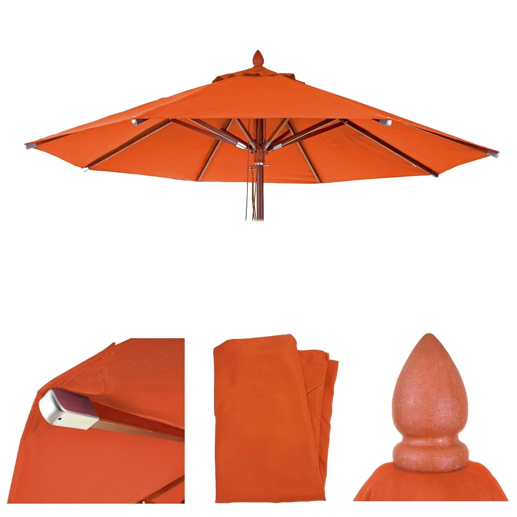 MCW Ersatzbezug für Holz-Sonnenschirm Ø4m Terracotta Polyester