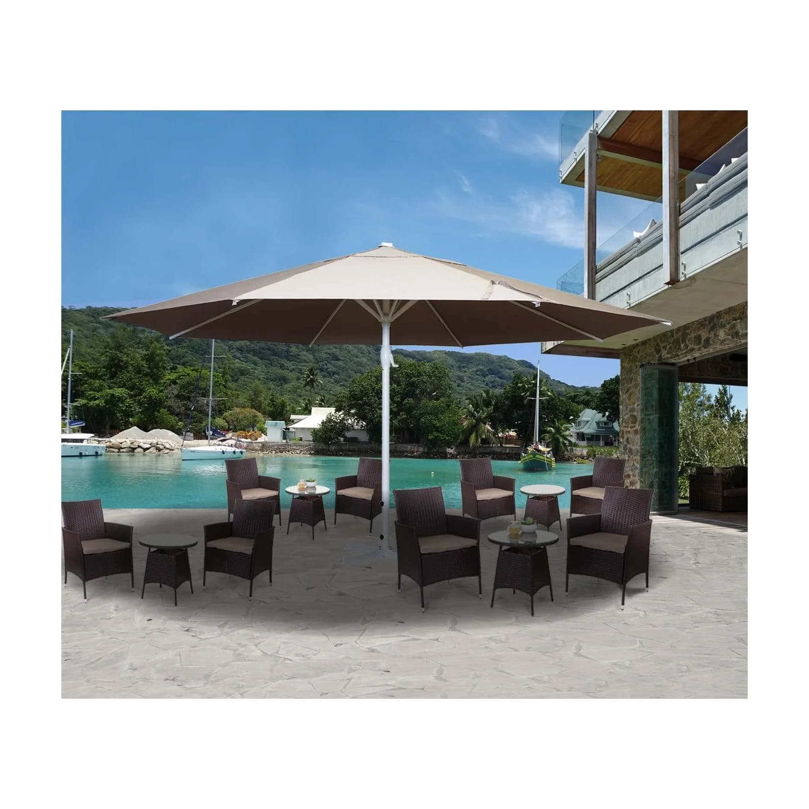 Sonnenschirm Carpi II Gastronomie-Marktschirm 5m Polyester/Alu Mast Creme-Beige