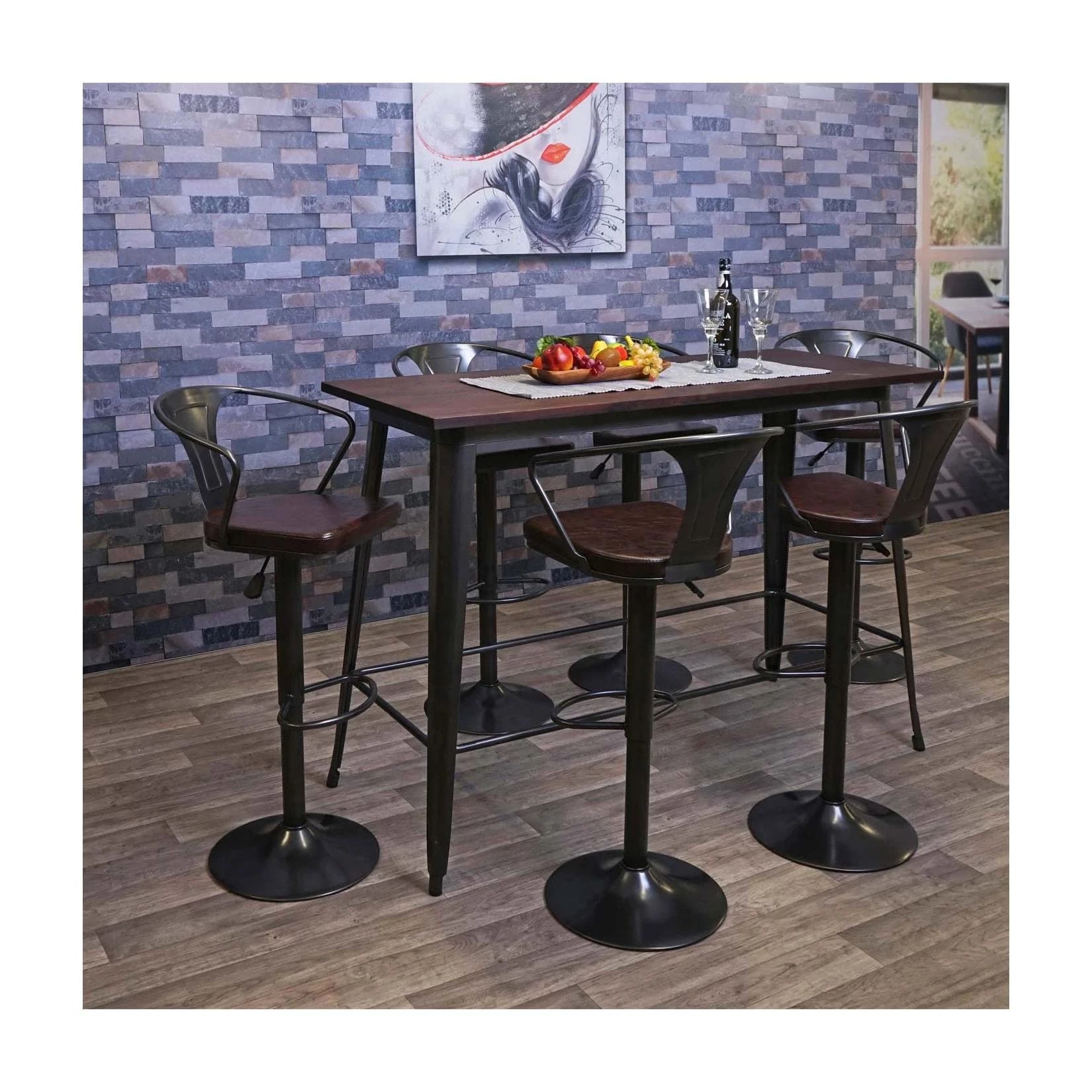 MCW Bartisch H10 Ulmenholz Vintage Schwarz-Braun Industrie-Design