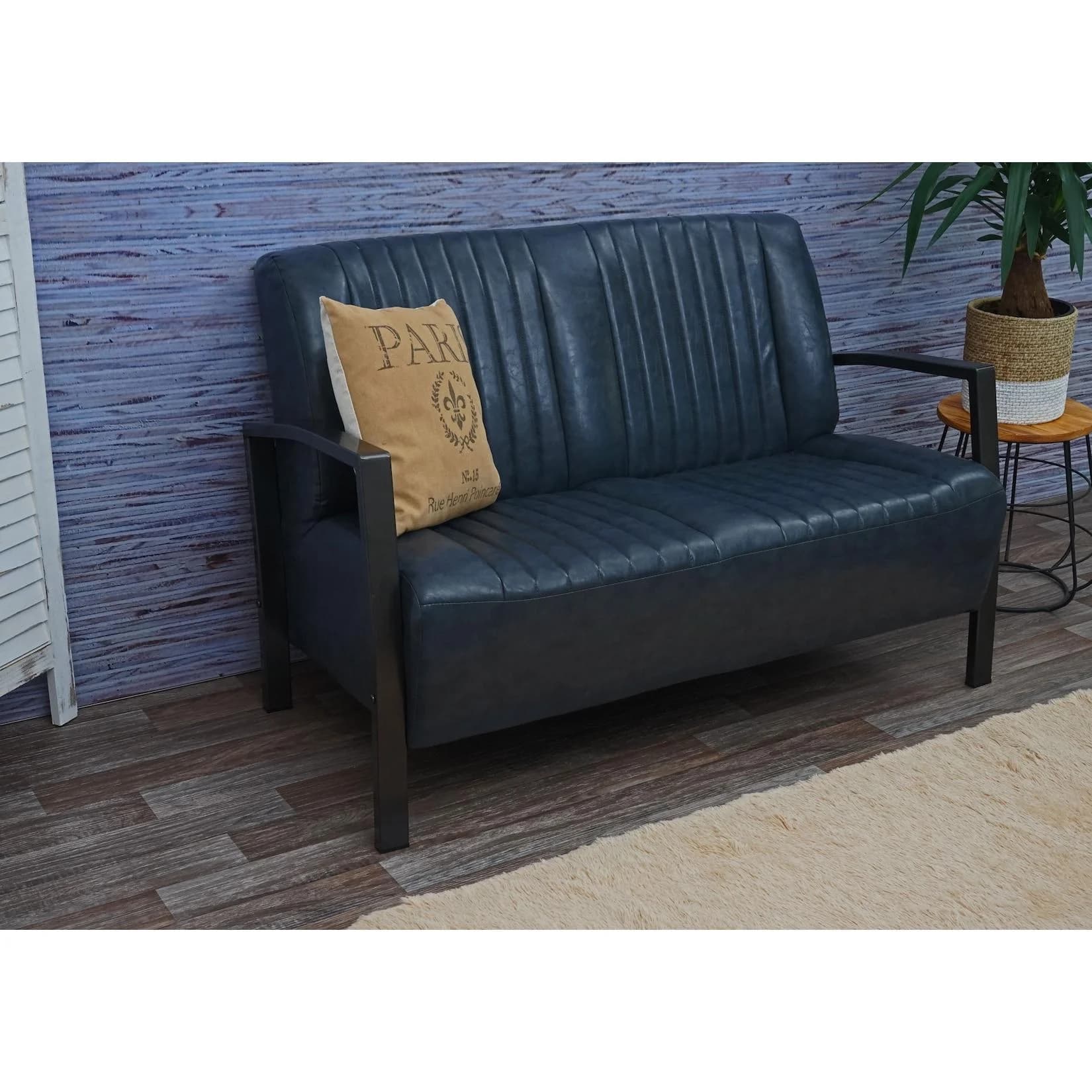 2er Sofa MCW-H10 Grau Metall Kunstleder Industrie-Design