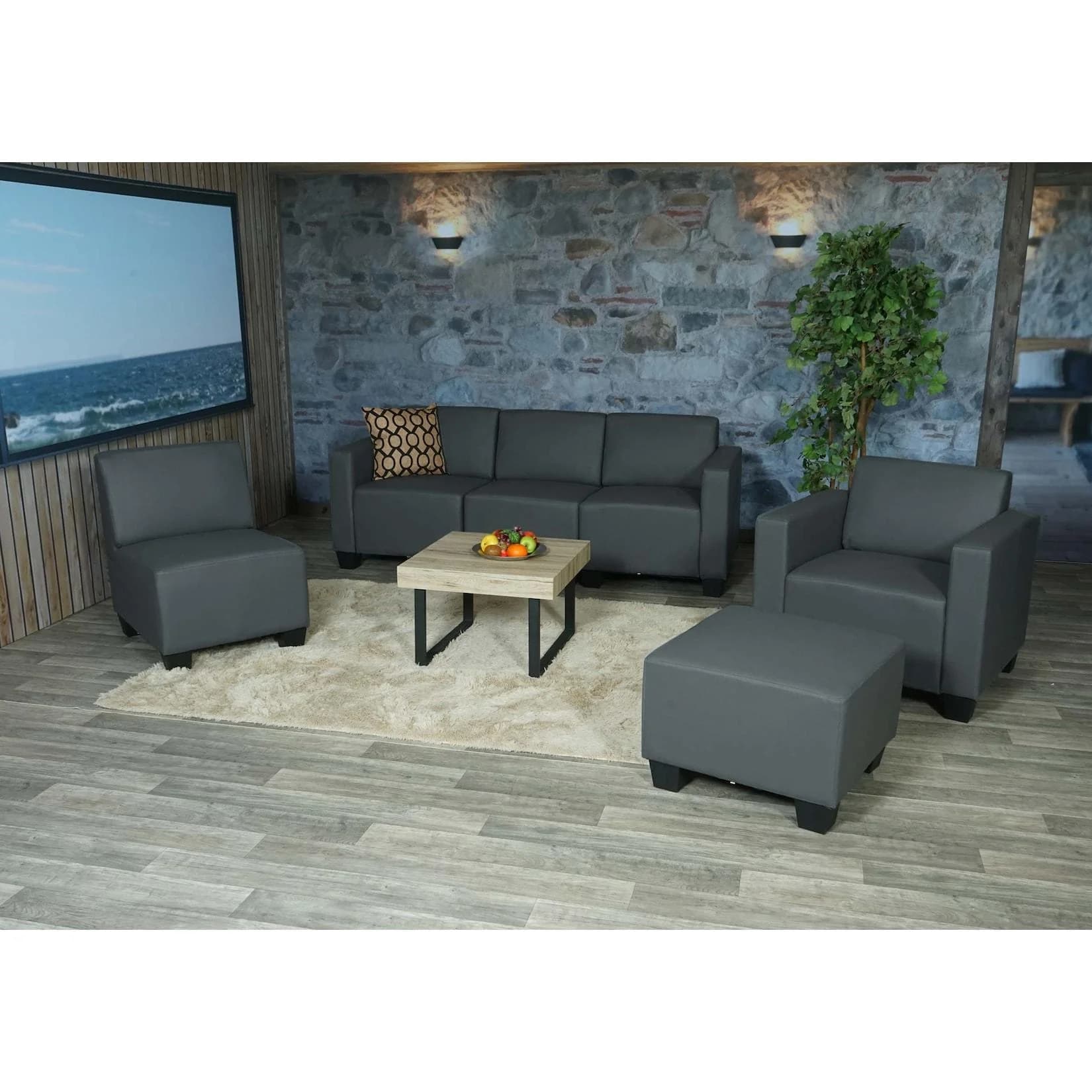Modulares Sofa-System Moncalieri Kunstleder Dunkelgrau
