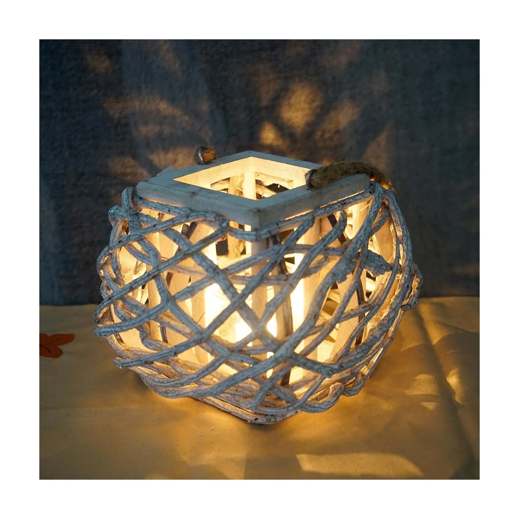 MCW Hängelaterne Weiß-Grau mit Glaseinsatz 40cm
