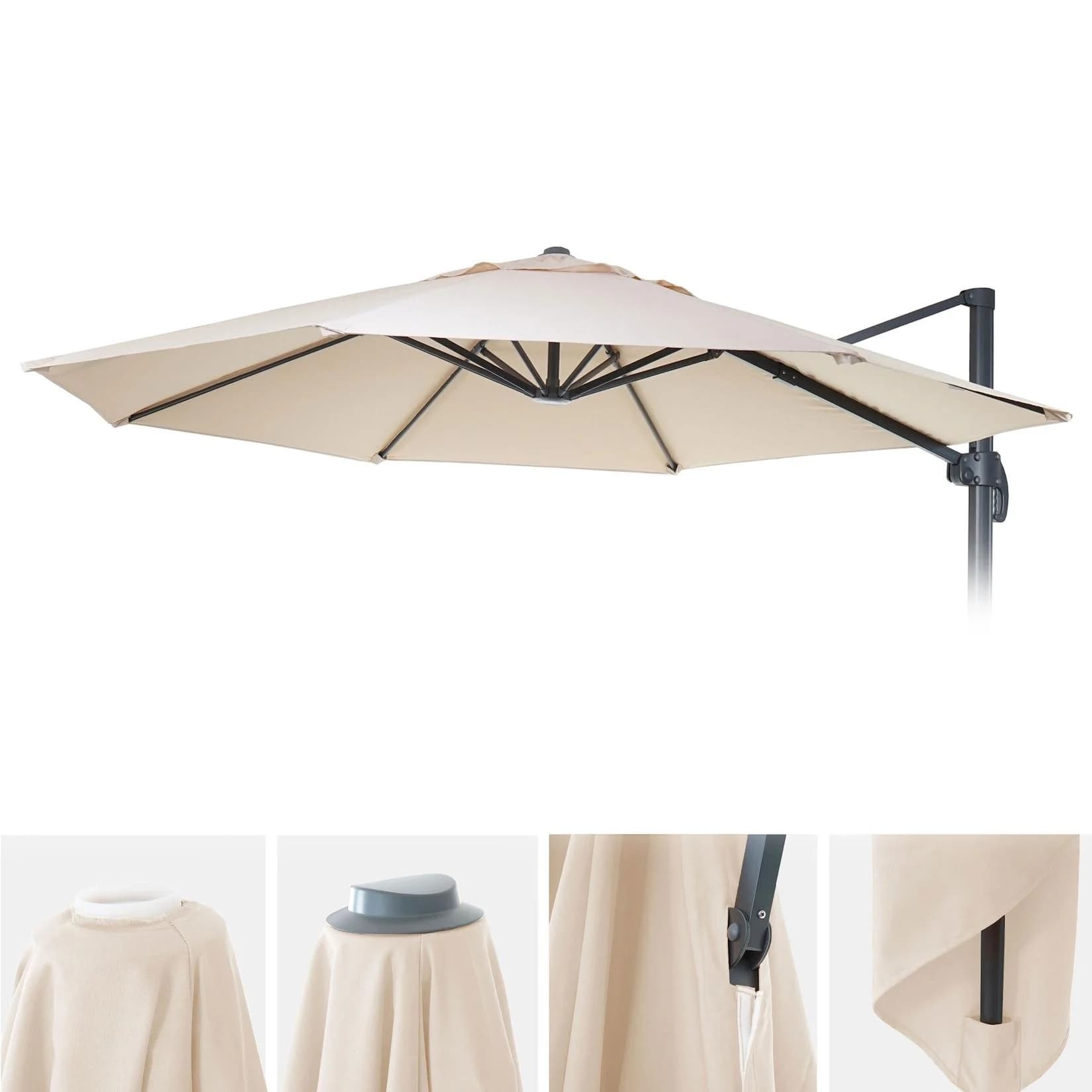 MCW Sonnenschirmbezug MCW-A96 4m Rund Creme-Beige Polyester