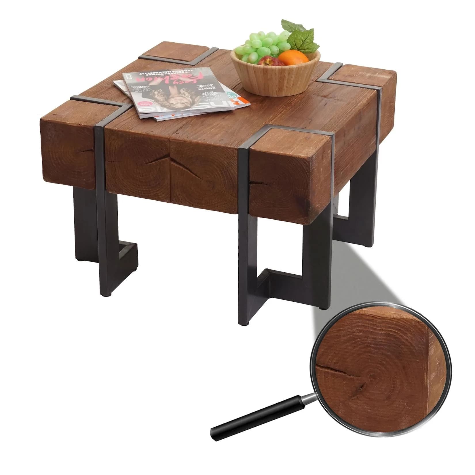 MCW Couchtisch MCW-A15 Rustikal Tanne Holz Braun 60x60cm