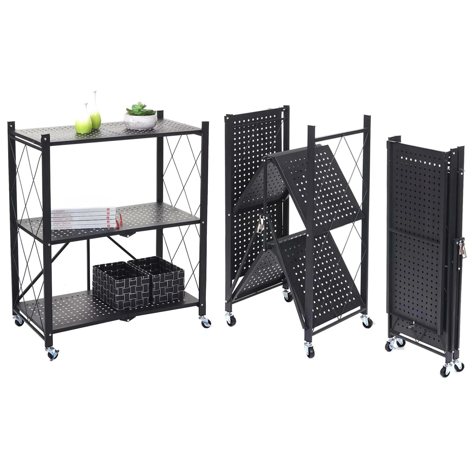 MCW Regal J85 Standregal 3 Ebenen Faltbar Stahl Schwarz