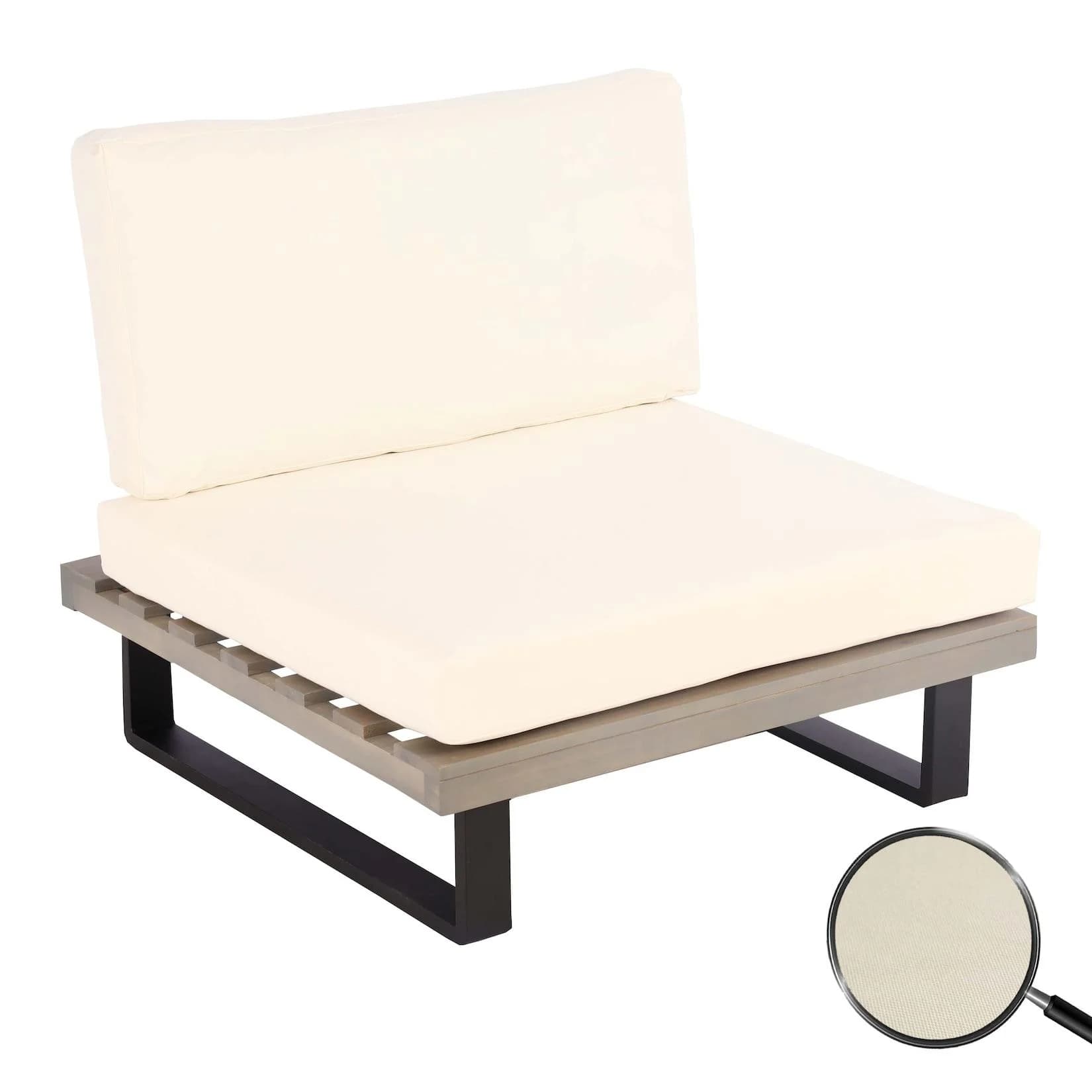 Lounge-Sessel MCW-H54 Garten-Sessel Akazie Aluminium Grau Cremeweiß