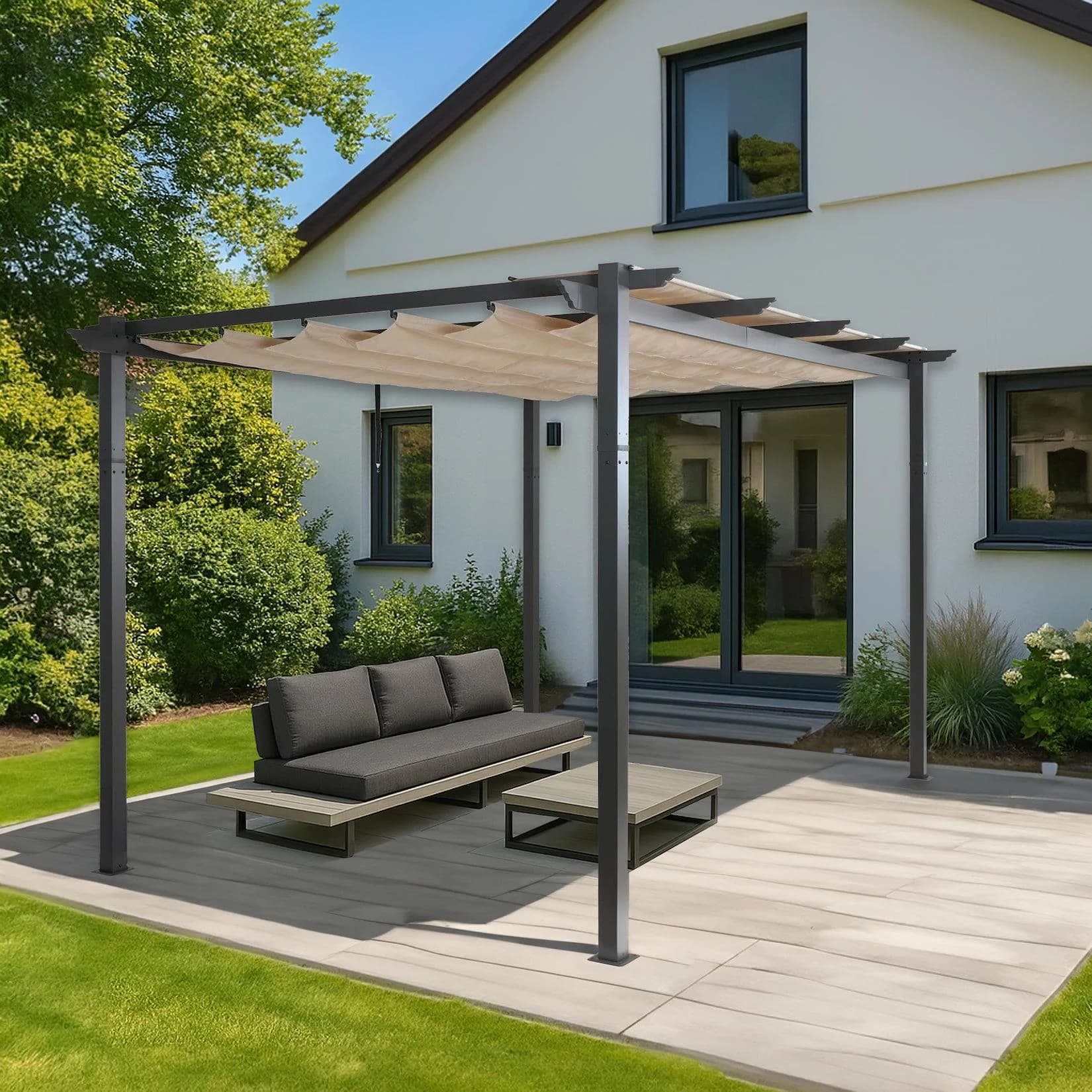 Aluminium Pergola MCW-N93 Gartenpavillon 3x4m creme-beige