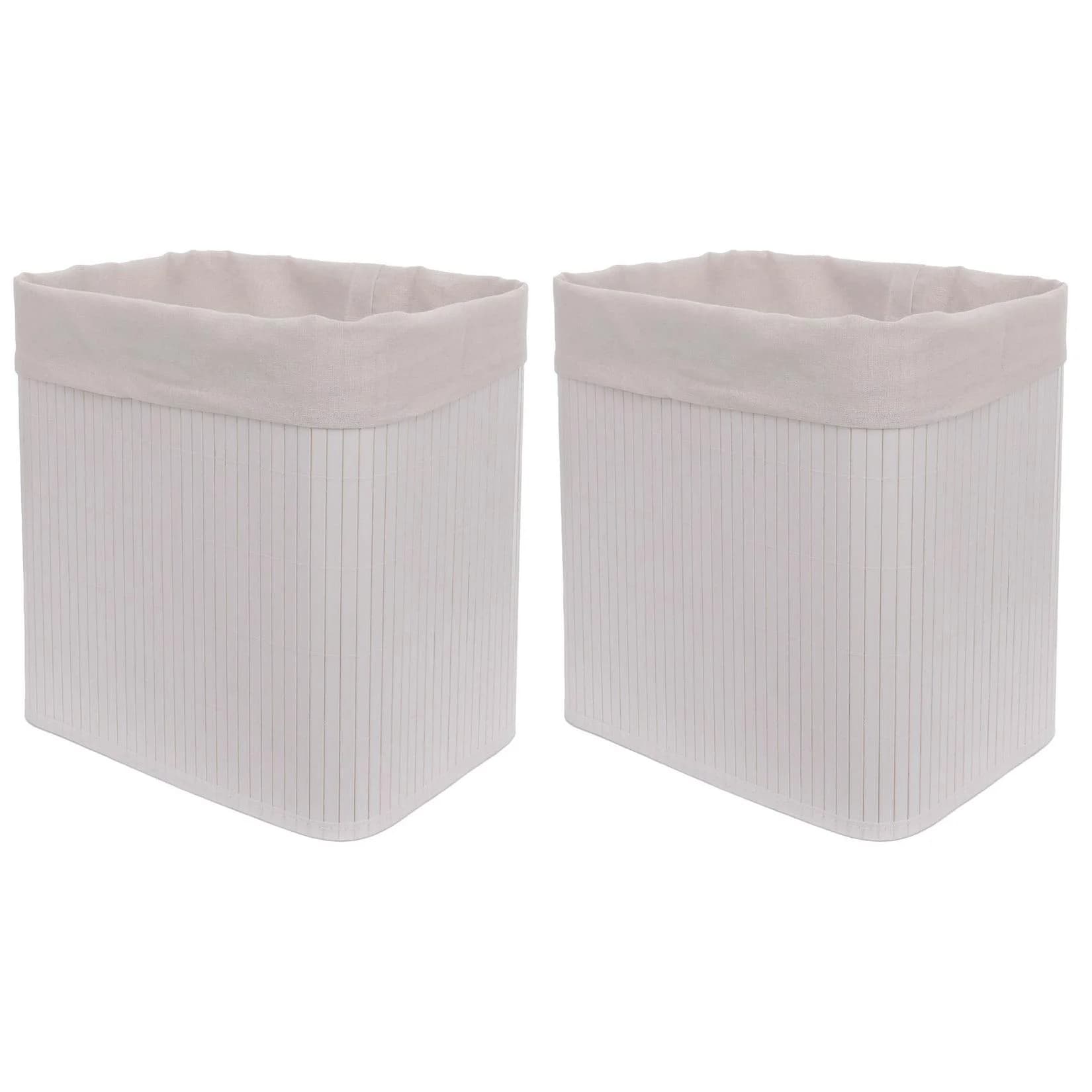 MCW 2er-Set Aufbewahrungskorb Bambus 33x33x23cm Weiß