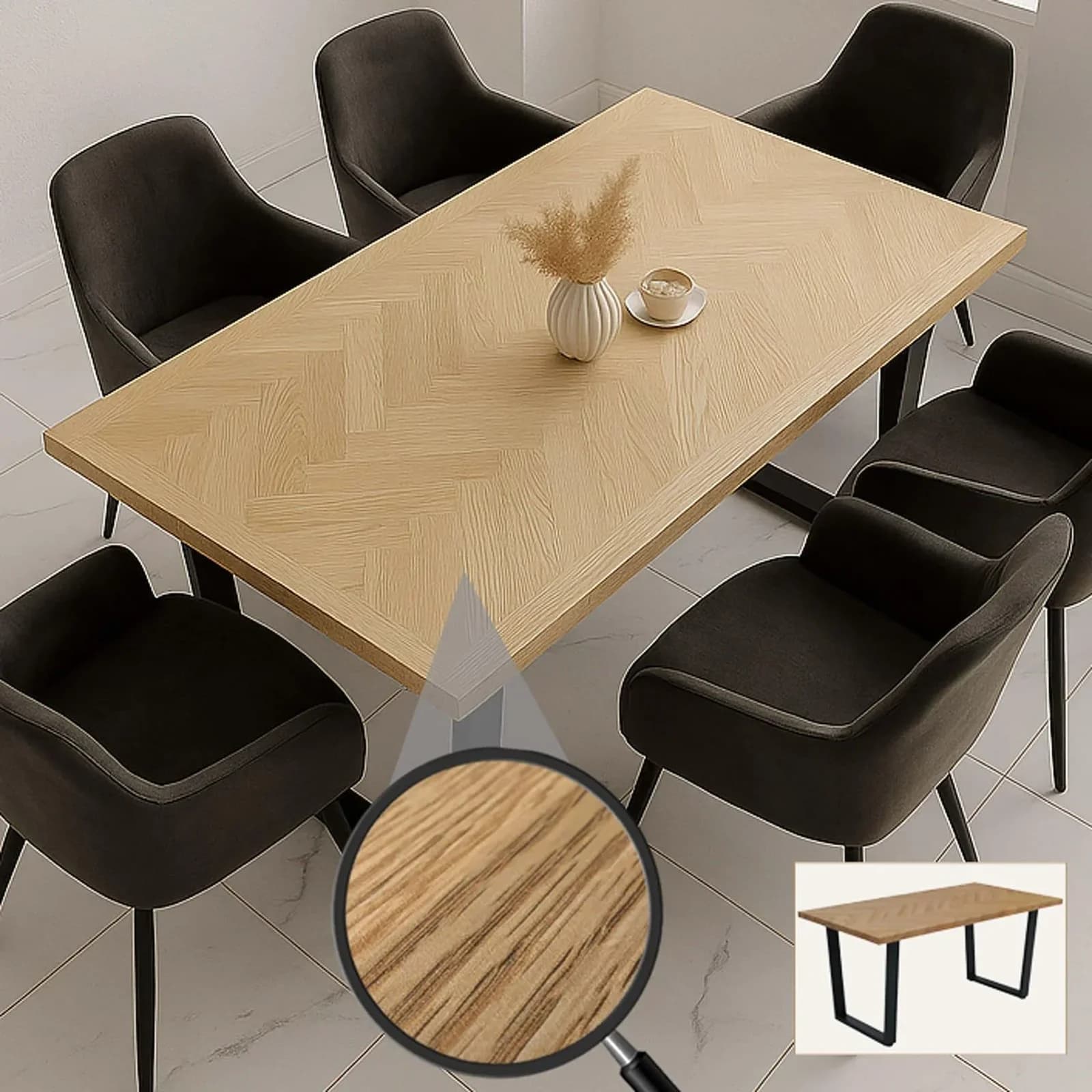Esszimmertisch MCW-O61 Industrial MDF Metall 160x90cm helle Eiche-Optik