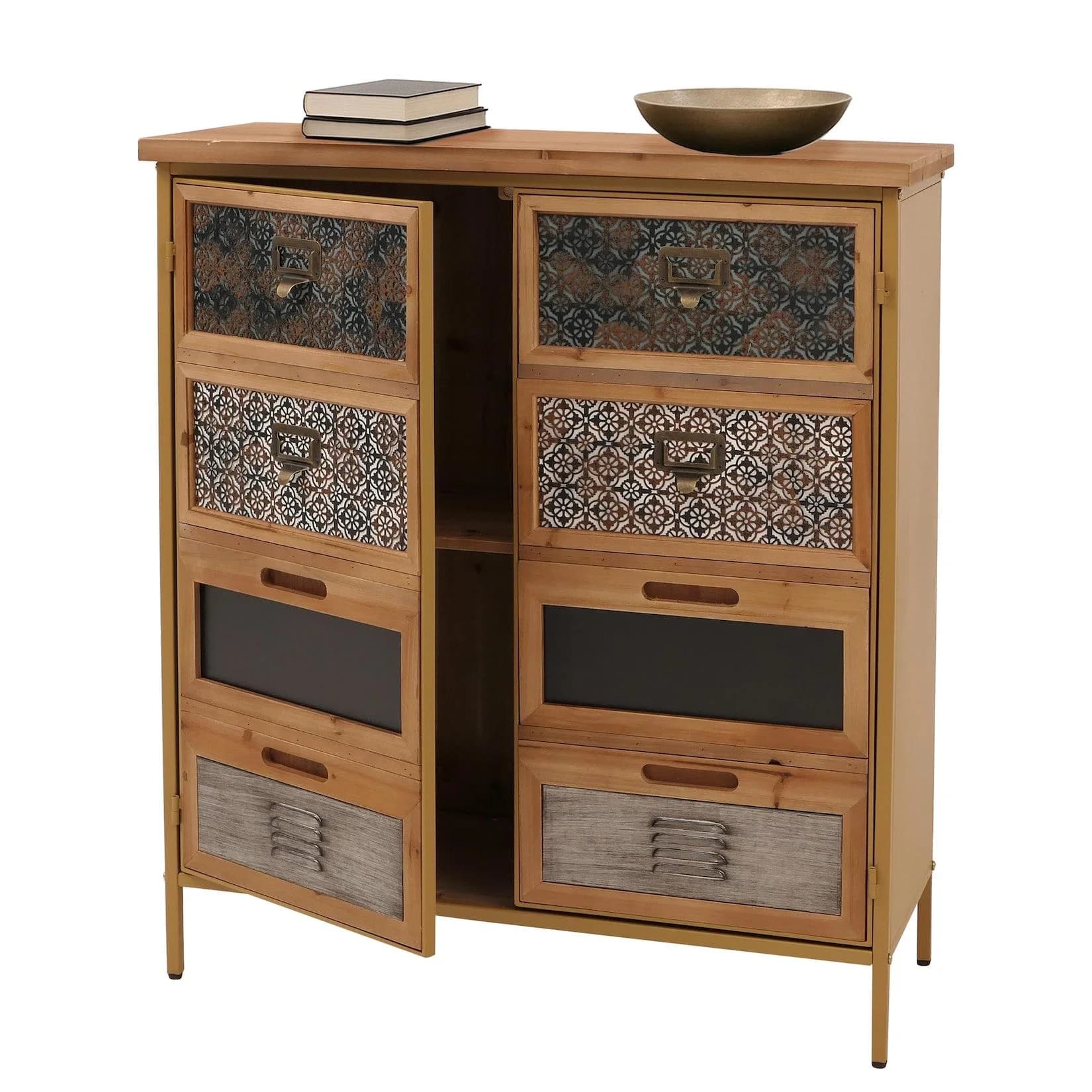 Apothekerkommode MCW-O79, Schrank Highboard Staufächer, Vintage Shabby-Look Blau