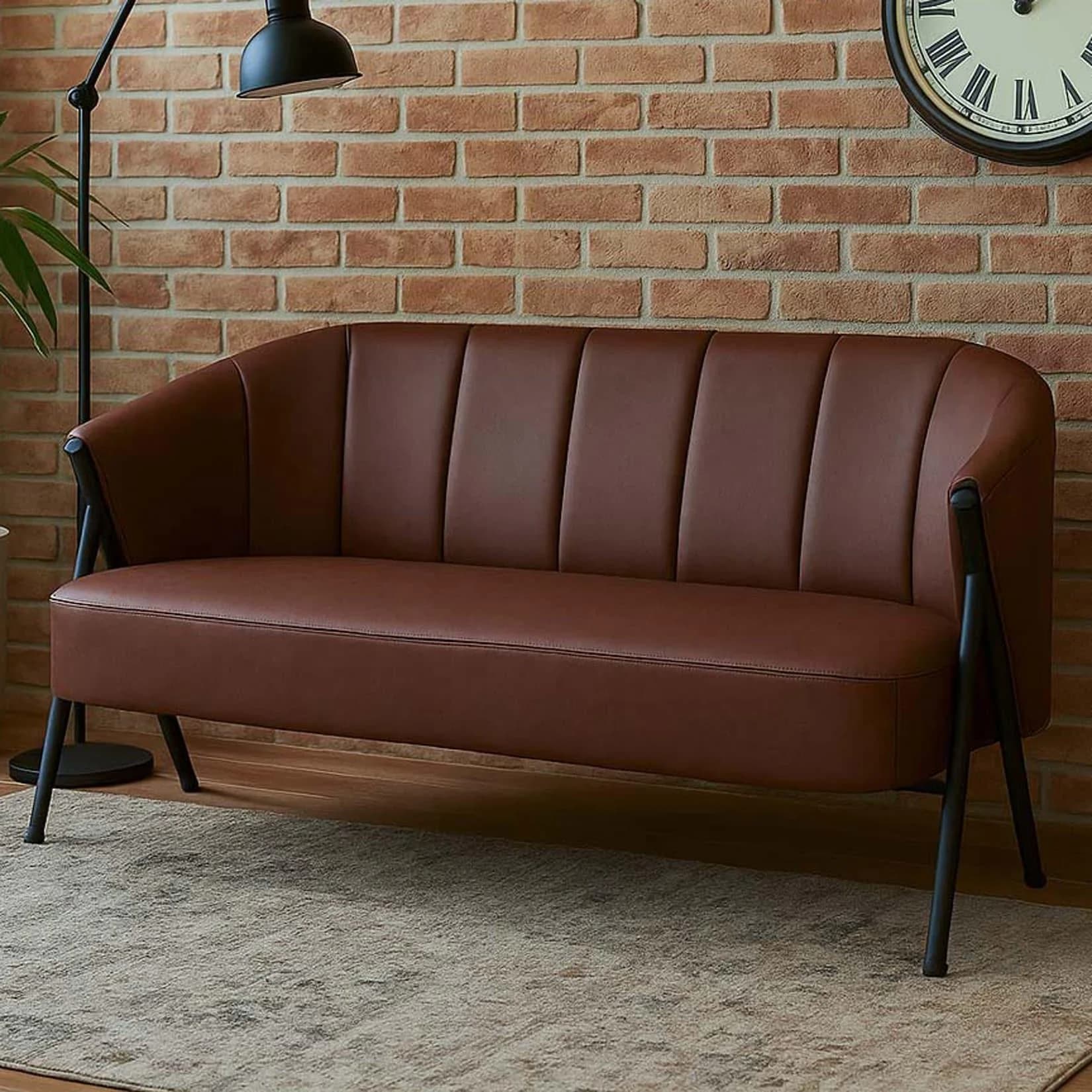 2er-Sofa MCW-P30 Kunstleder Rostrot