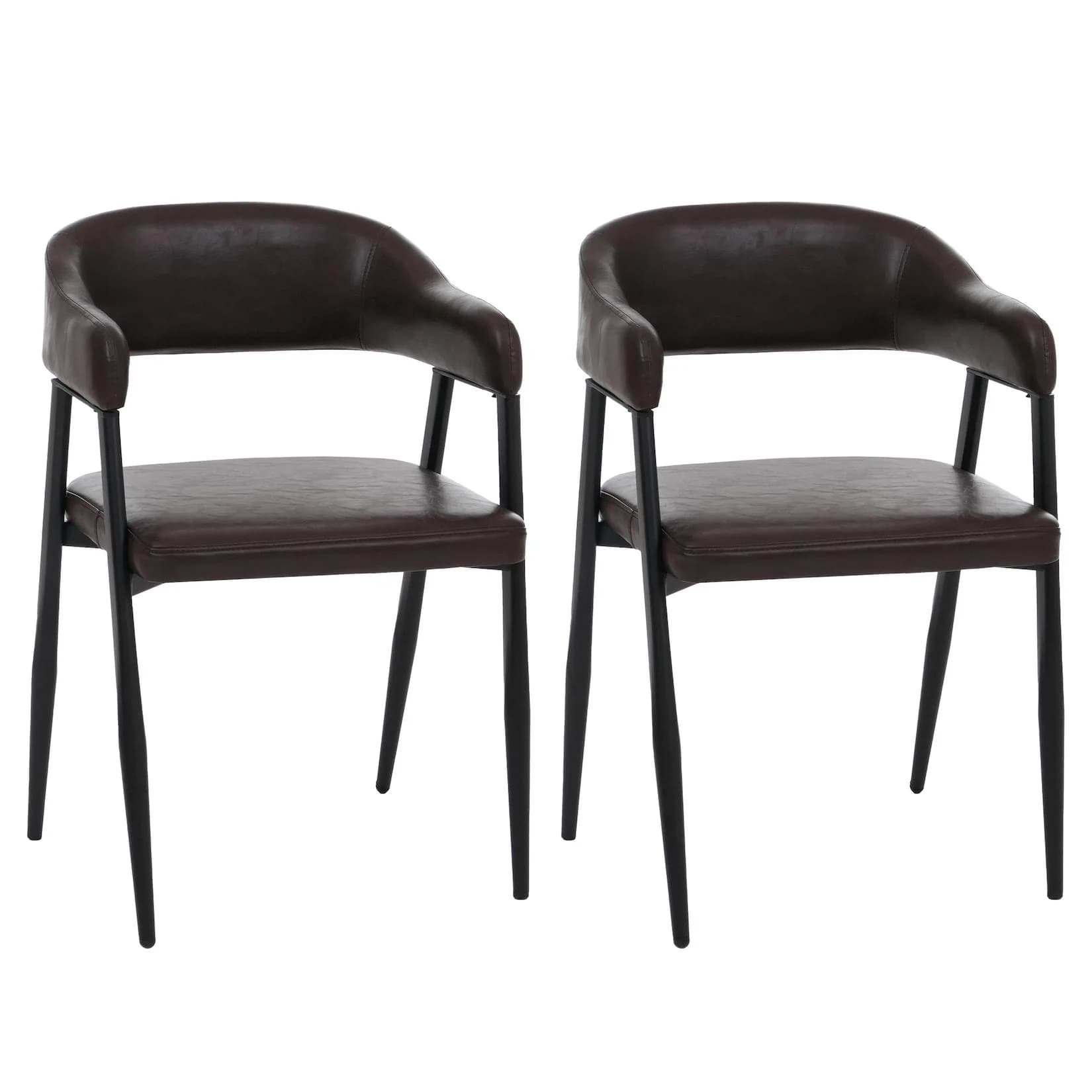 MCW 2er-Set Esszimmerstuhl MCW-P29 Kunstleder Dunkelbraun Industrial Retro Vintage