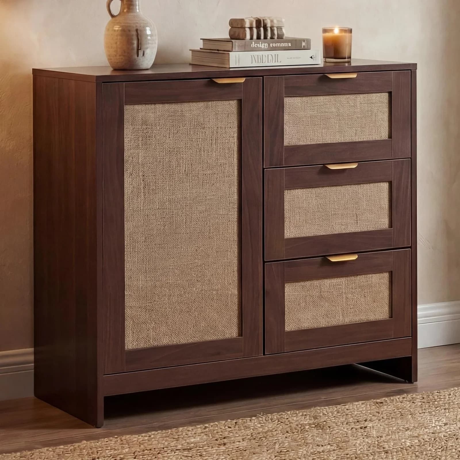 MCW-P50 Kommode Walnuss Optik Sideboard mit Schubladen
