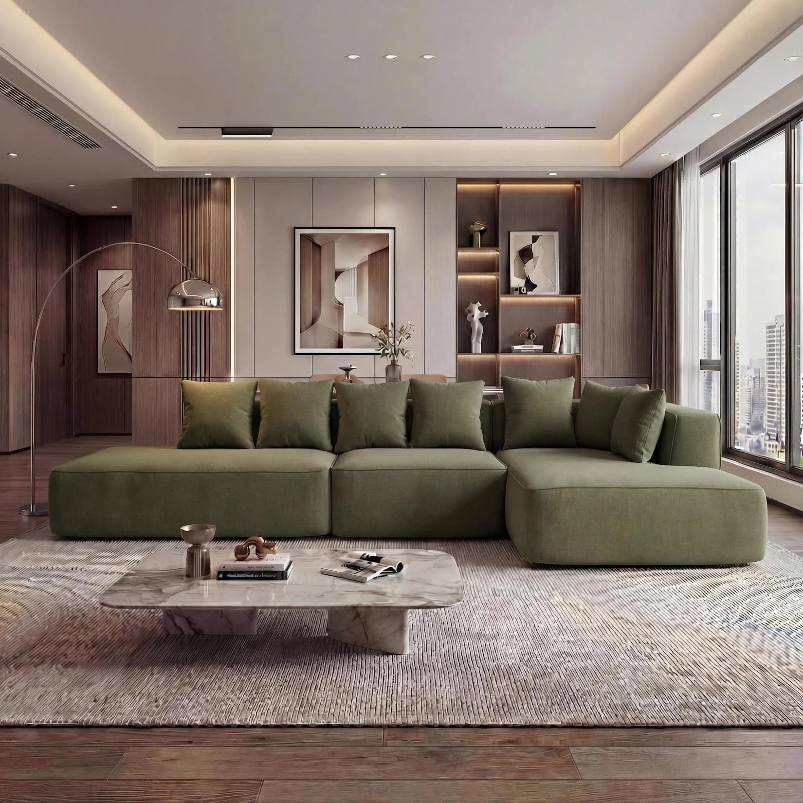 MCW Loungesofa MCW-Q28-r Grün Chenille Bezug Modular