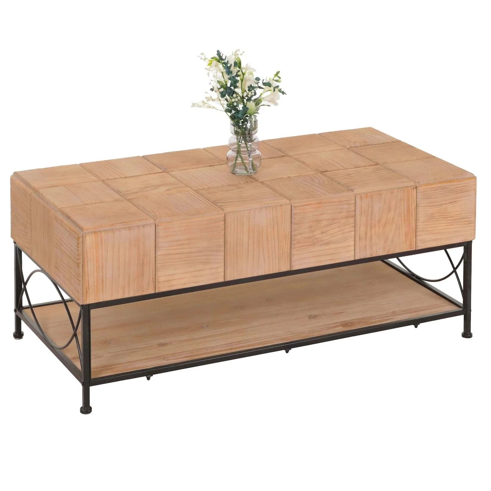 Couchtisch MCW-N30 Wohnzimmertisch mit Ablage Massivholz MDF