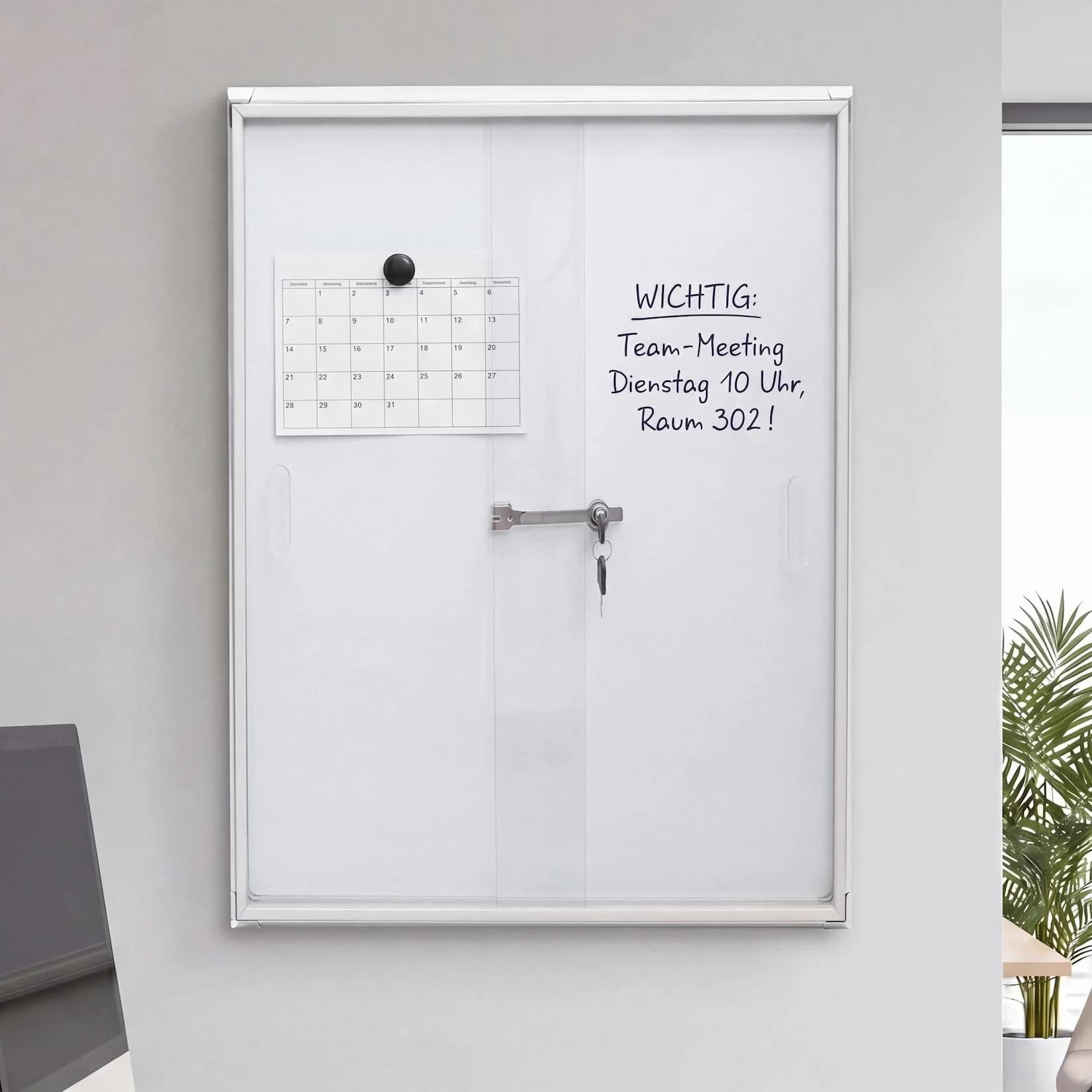 MCW-Q50 Schaukasten Whiteboard Pinnwand Aluminium abschließbar