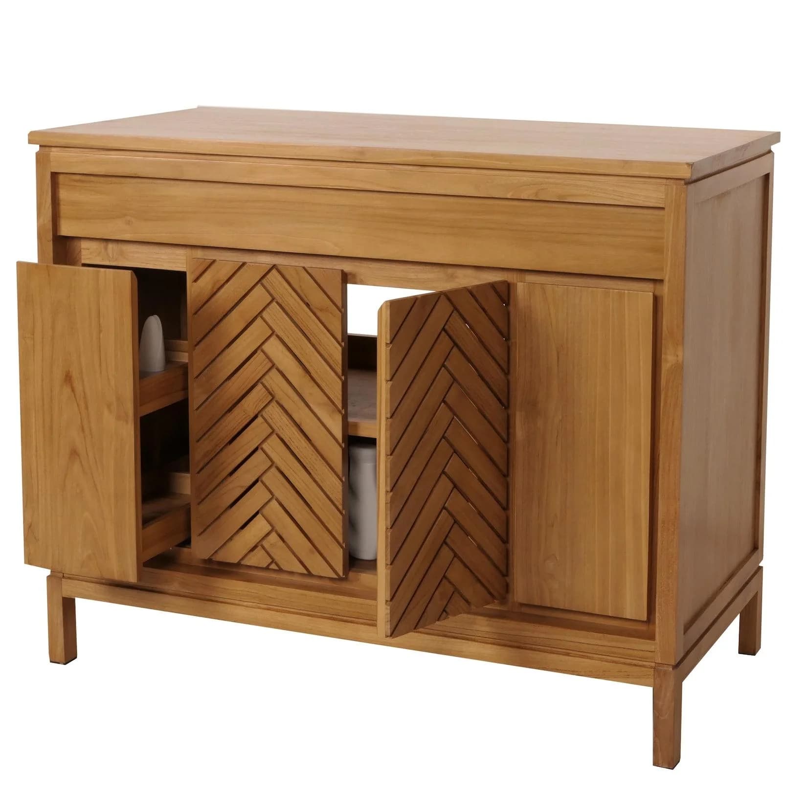 MCW Teak-Waschbeckenunterschrank B-Grade Kernholz 86x106x56cm