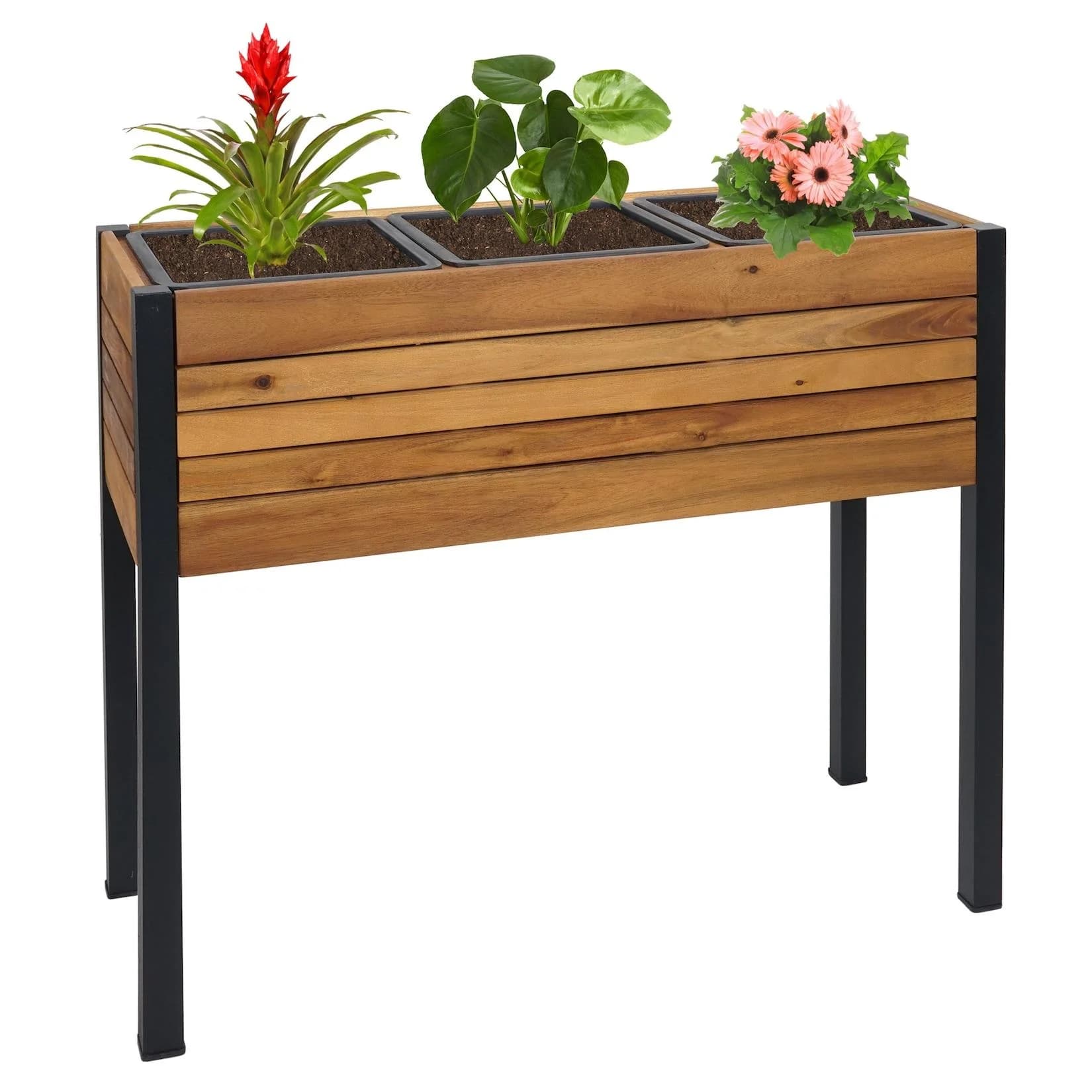 MCW Pflanzkasten MCW-L22 Hochbeet Alu Akazie Holz braun