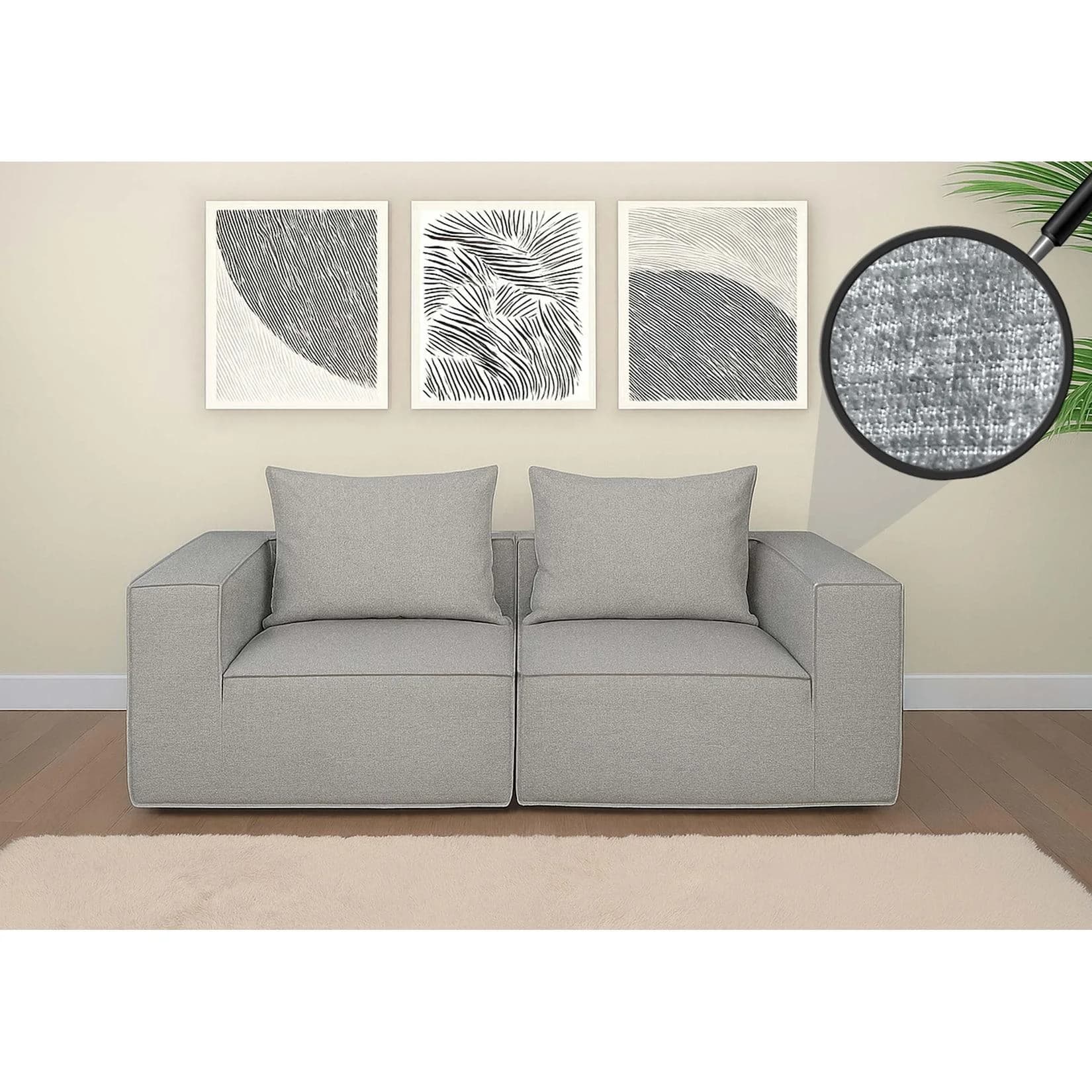 MCW 2er-Sofa-Zubehör Modular Hellgrau Stoff