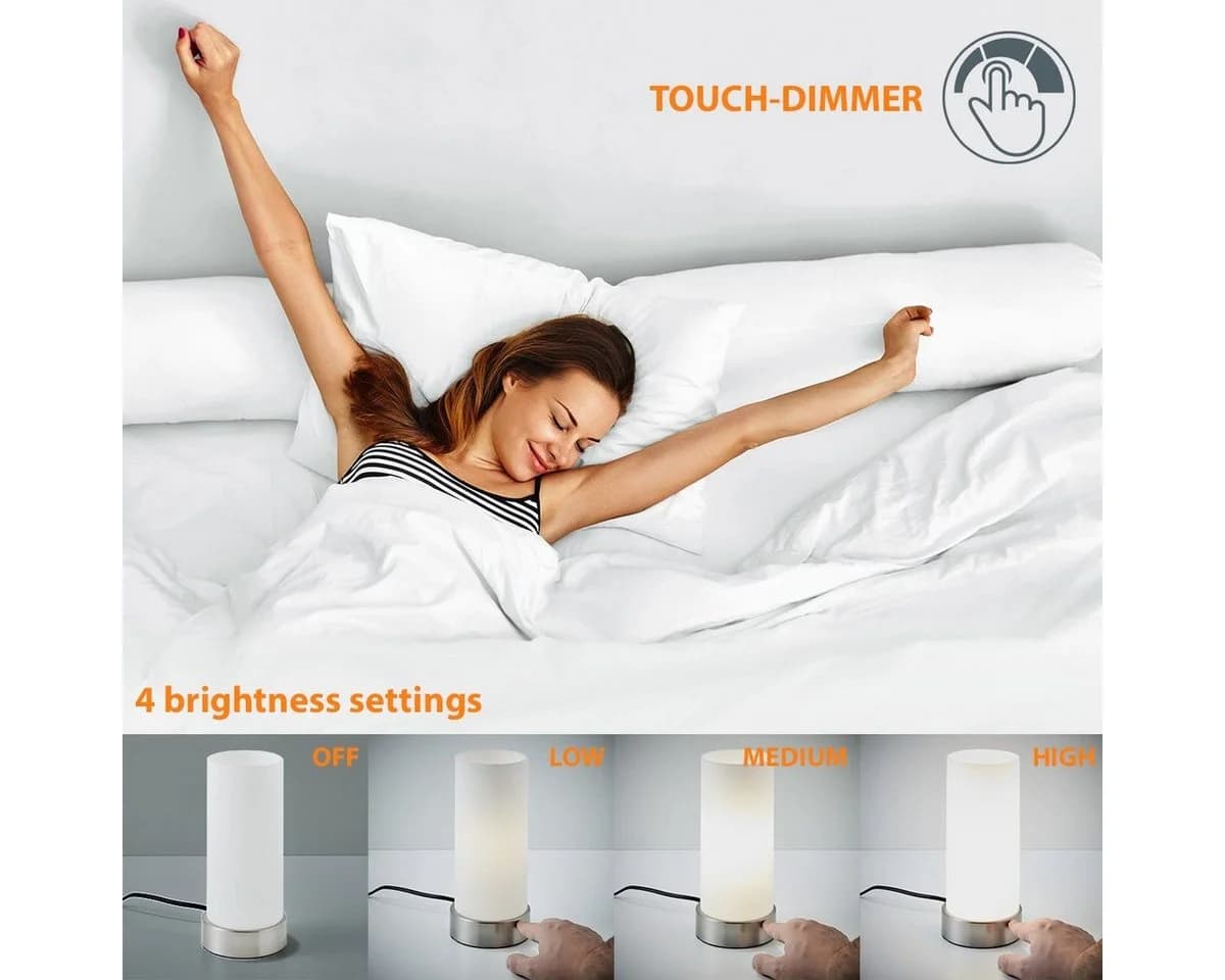 B.K.LICHT Tischleuchte Isa Weiß Touchdimmer LED