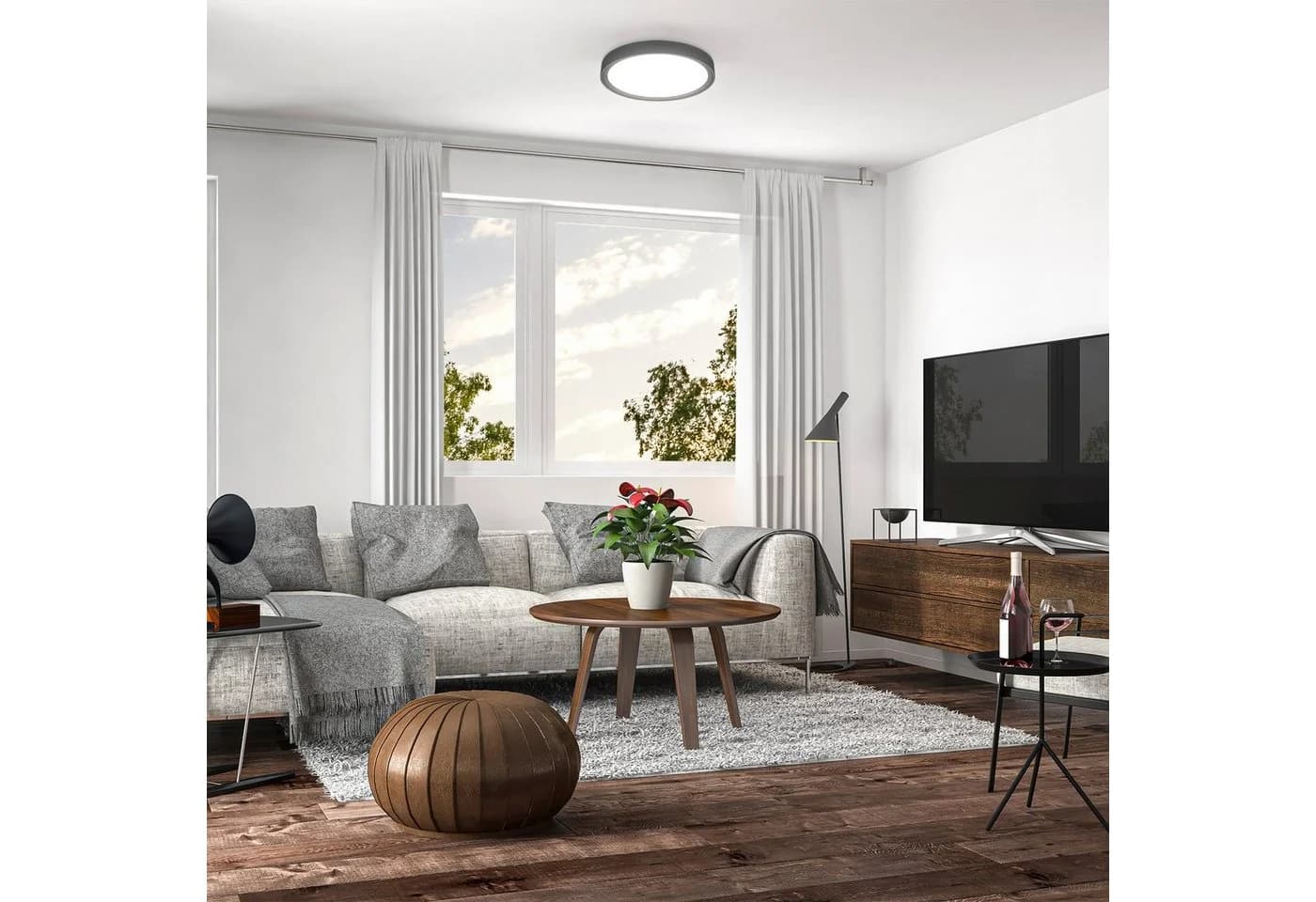 B.K.LICHT LED Deckenleuchte Schwarz 25cm Neutralweiß