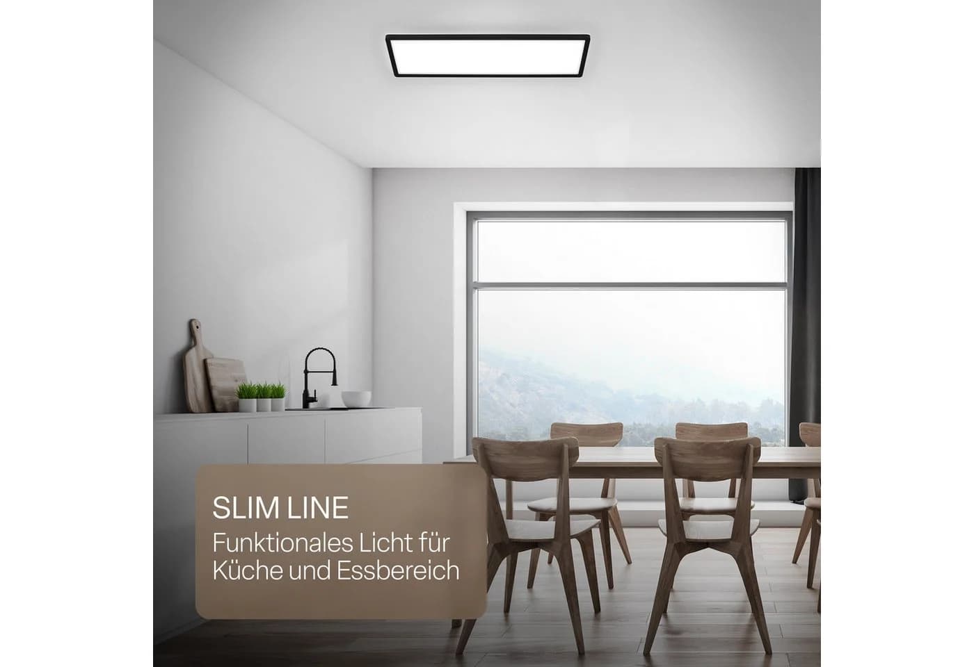 B.K.Licht LED Panel SHALLOW Deckenlampe Schwarz IP44