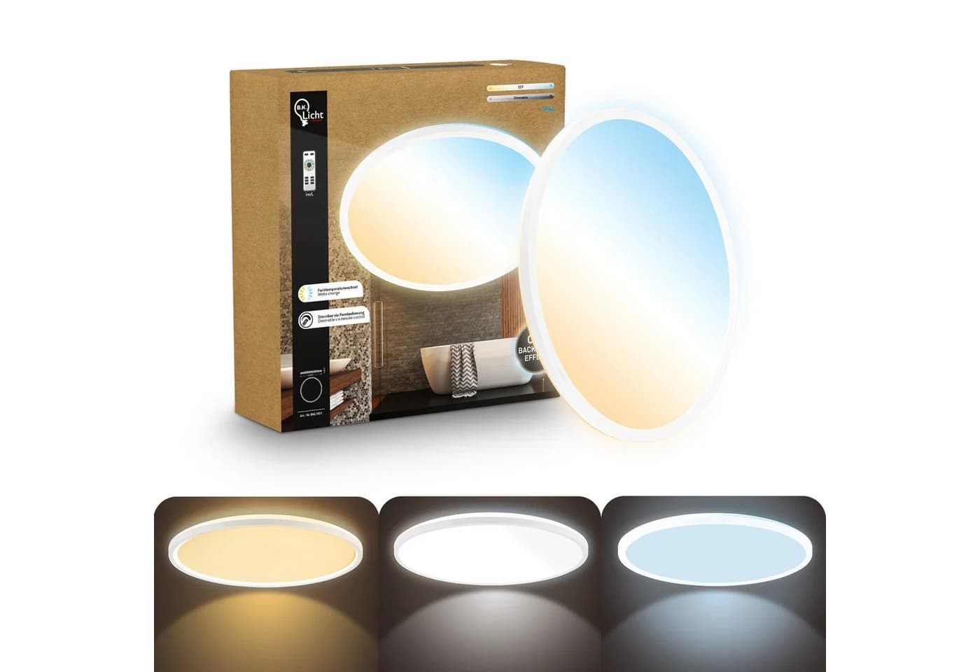 B.K.Licht LED Panel SHALLOW CCT Weiß mit Fernbedienung