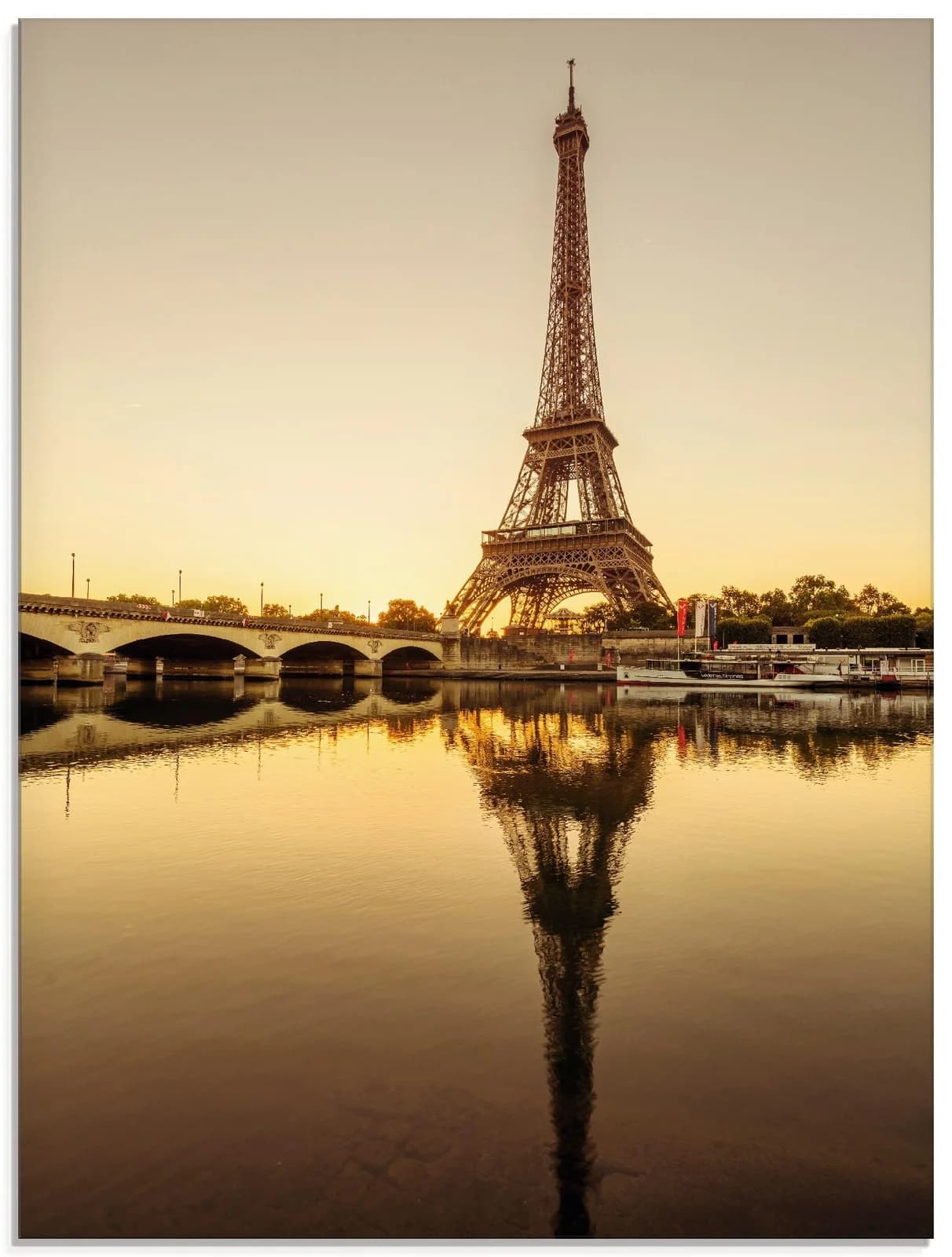 ARTLAND Glasbild Paris Eiffelturm V Gold 60x80 cm