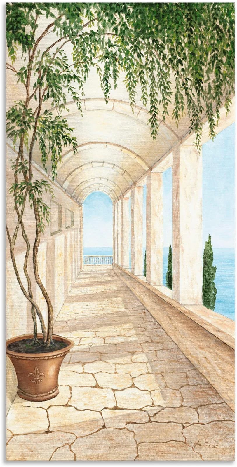 ARTLAND Wandbild Capri Expressionismus Beige Alu-Leinwand Poster