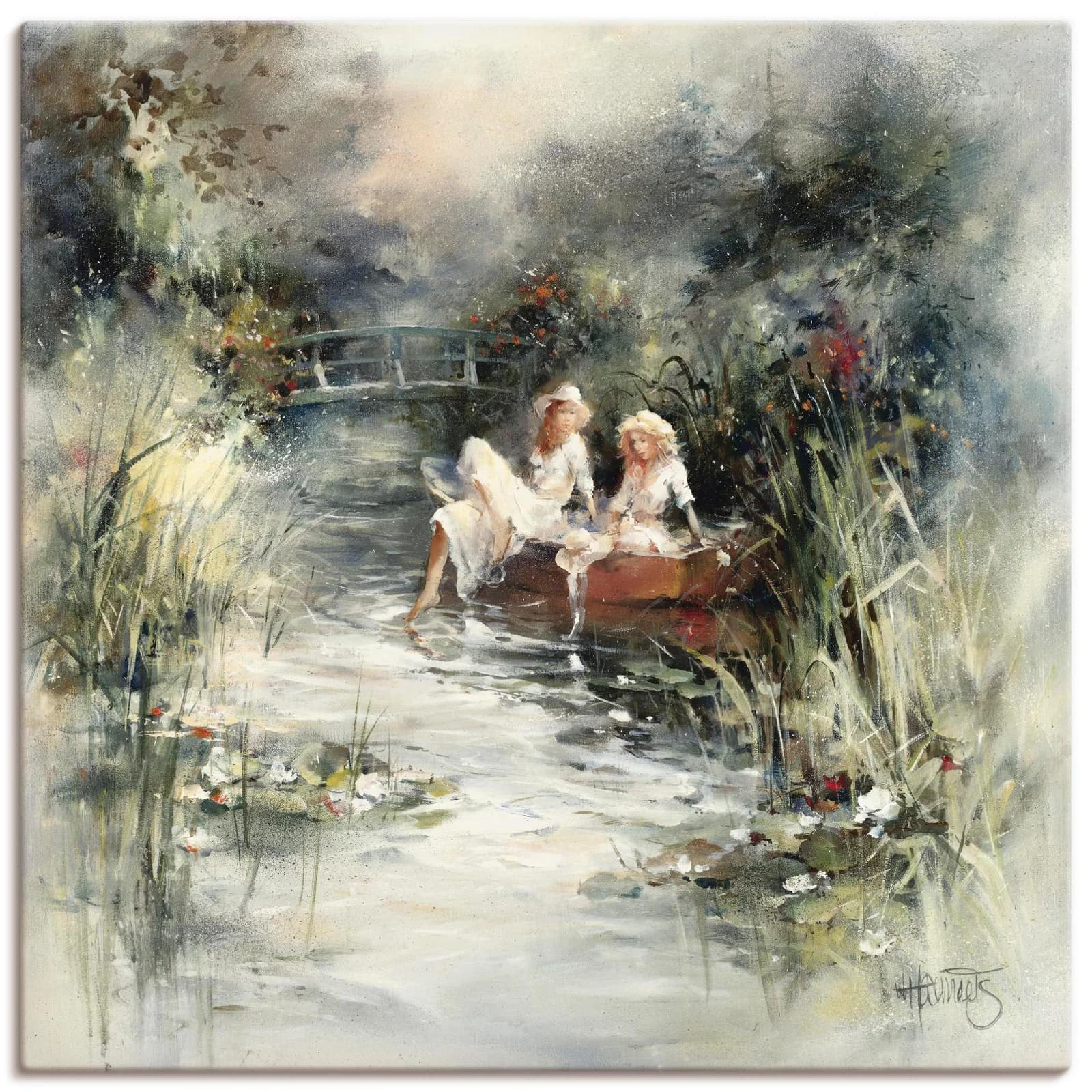 ARTLAND Wandbild "Frühlingsschein" Leinwandbild 30x30 cm Beige