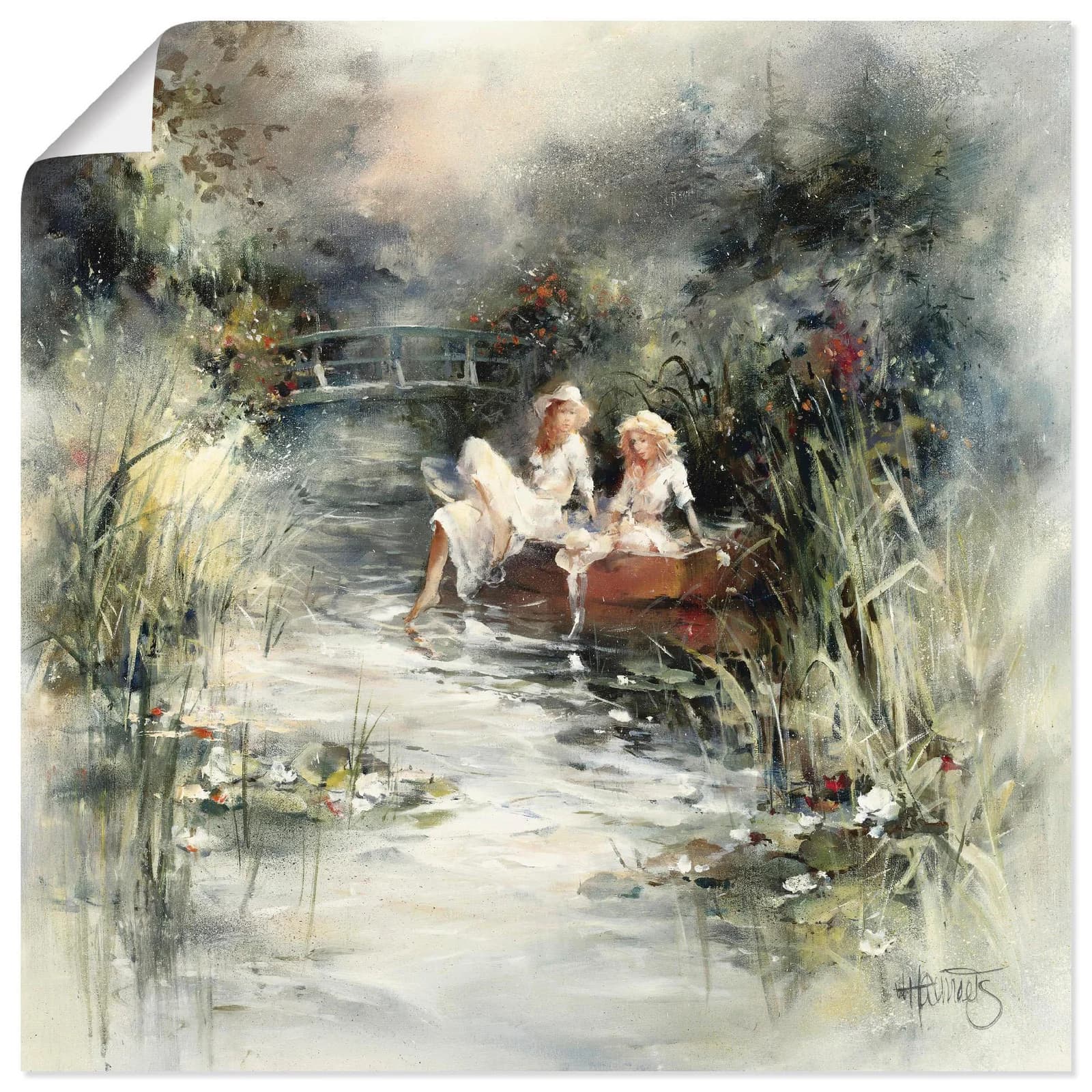 ARTLAND Wandbild „Frühlingsschein“ Leinwandbild 40x40 cm Beige