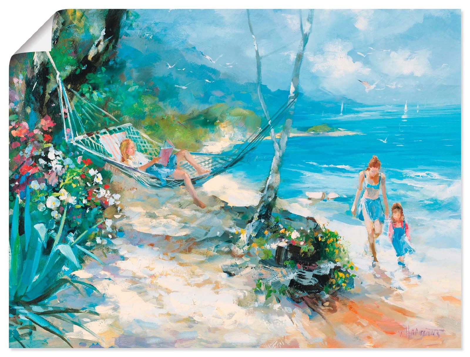 ARTLAND Poster Gelassenheit Grün Strandmotiv 120x90cm