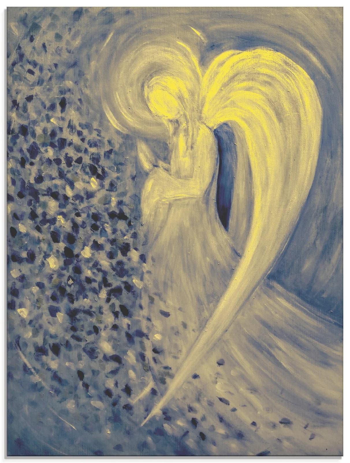 ARTLAND Glasbild Engel der Nacht Blau 60x80 cm