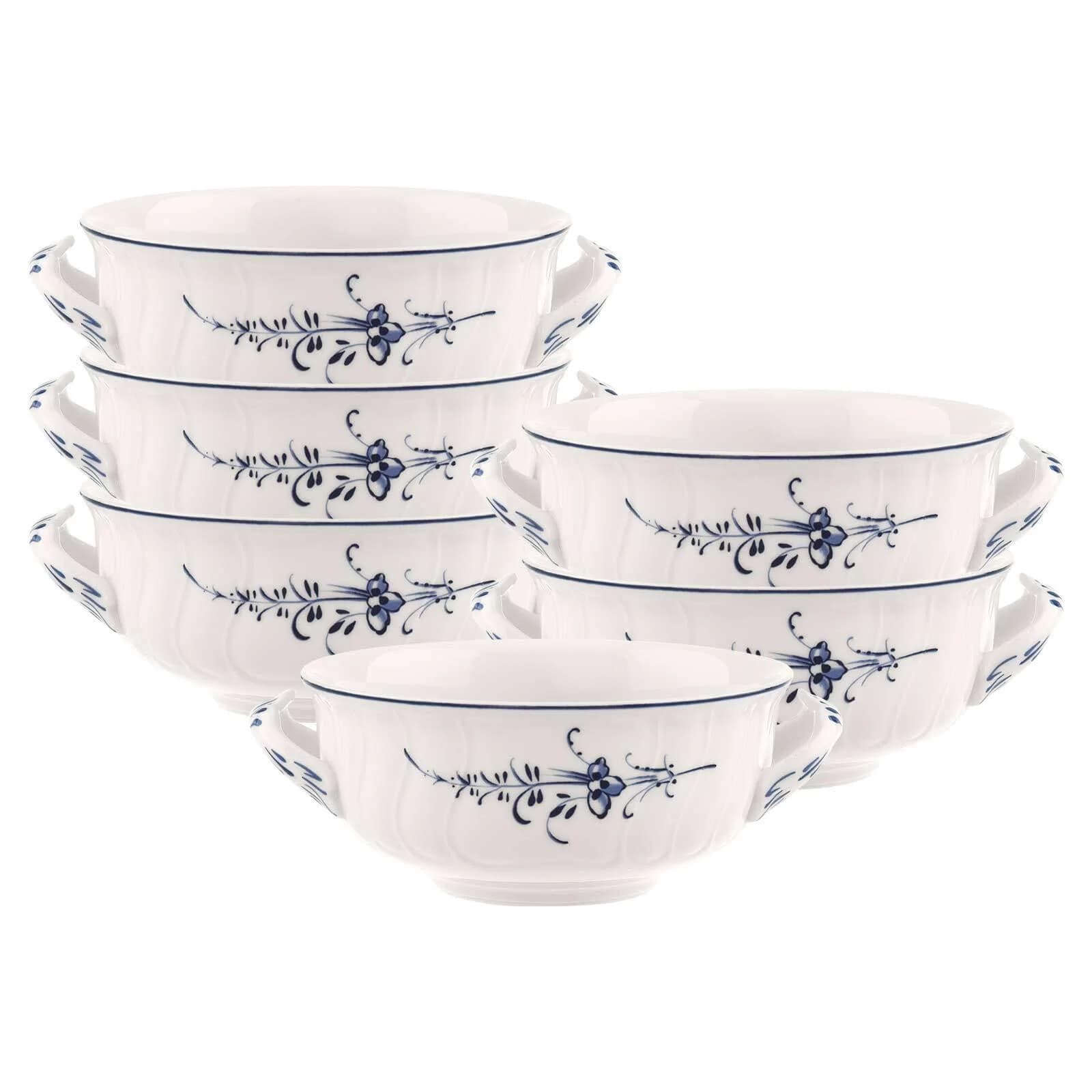 Villeroy & Boch Suppentasse Vieux Luxembourg 6er Set Weiß-Blau