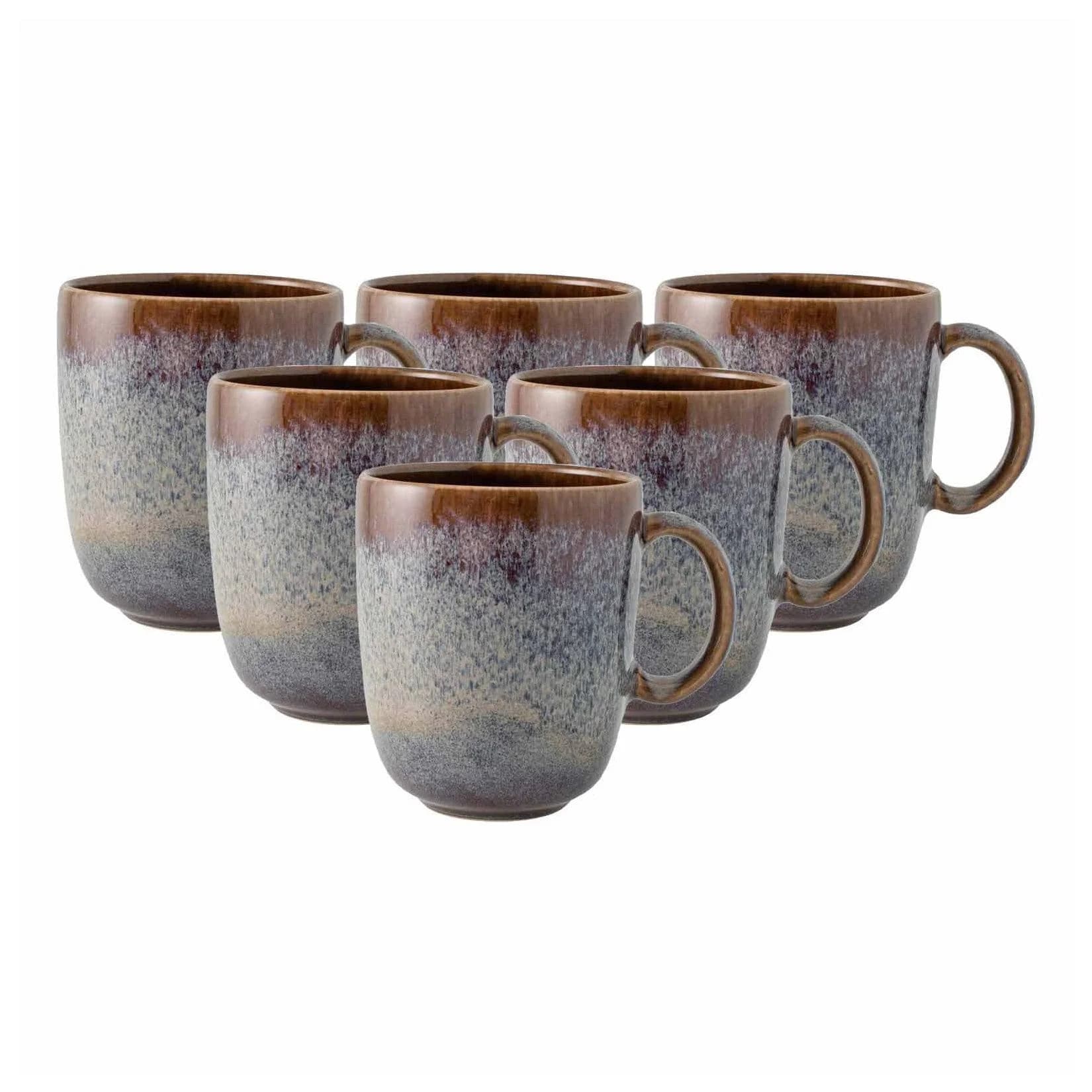 Becher mit Henkel Lave 400 ml 6er Set beige Steingut