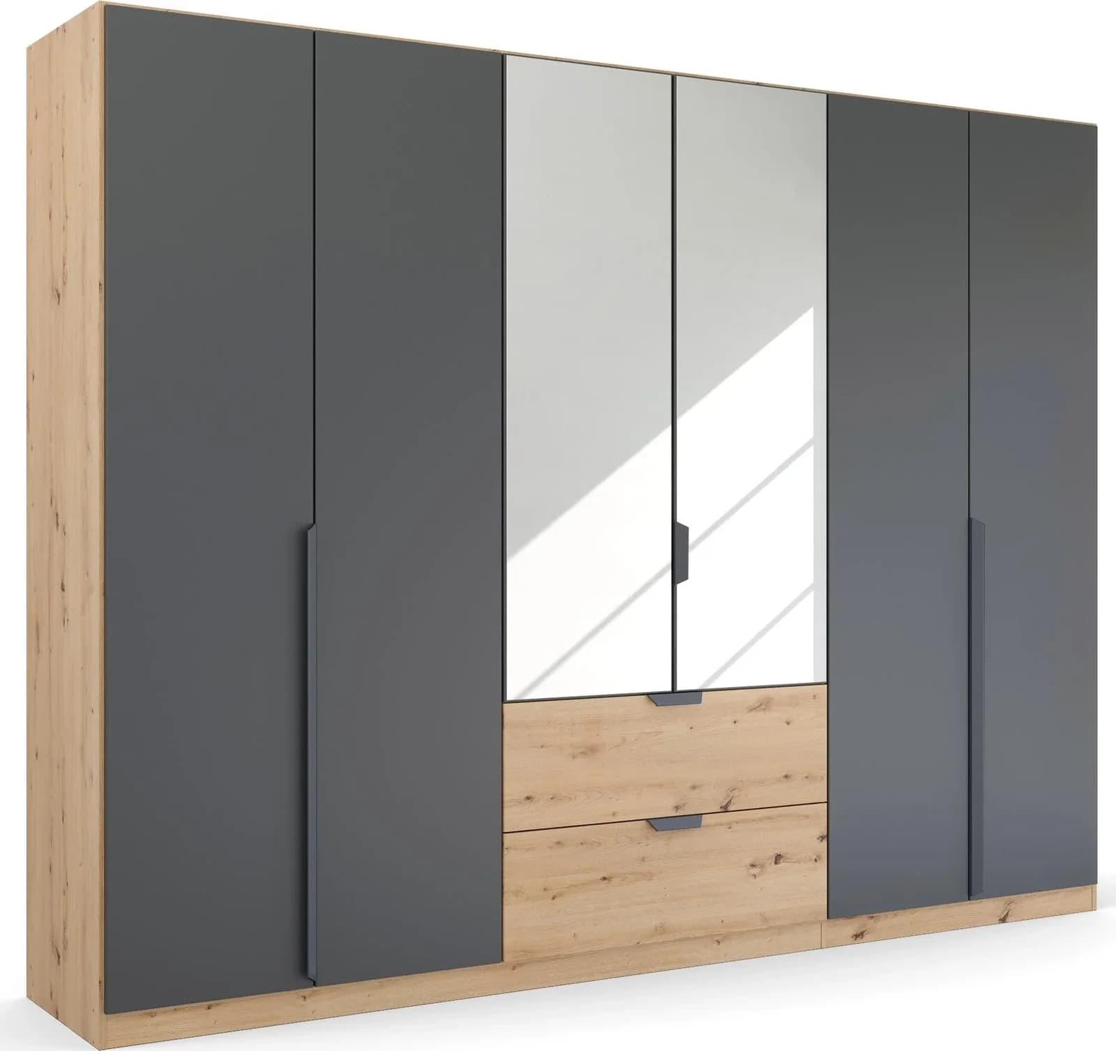 RAUCH Quadra Spin Drehtürenschrank Industrial Eiche/Grau