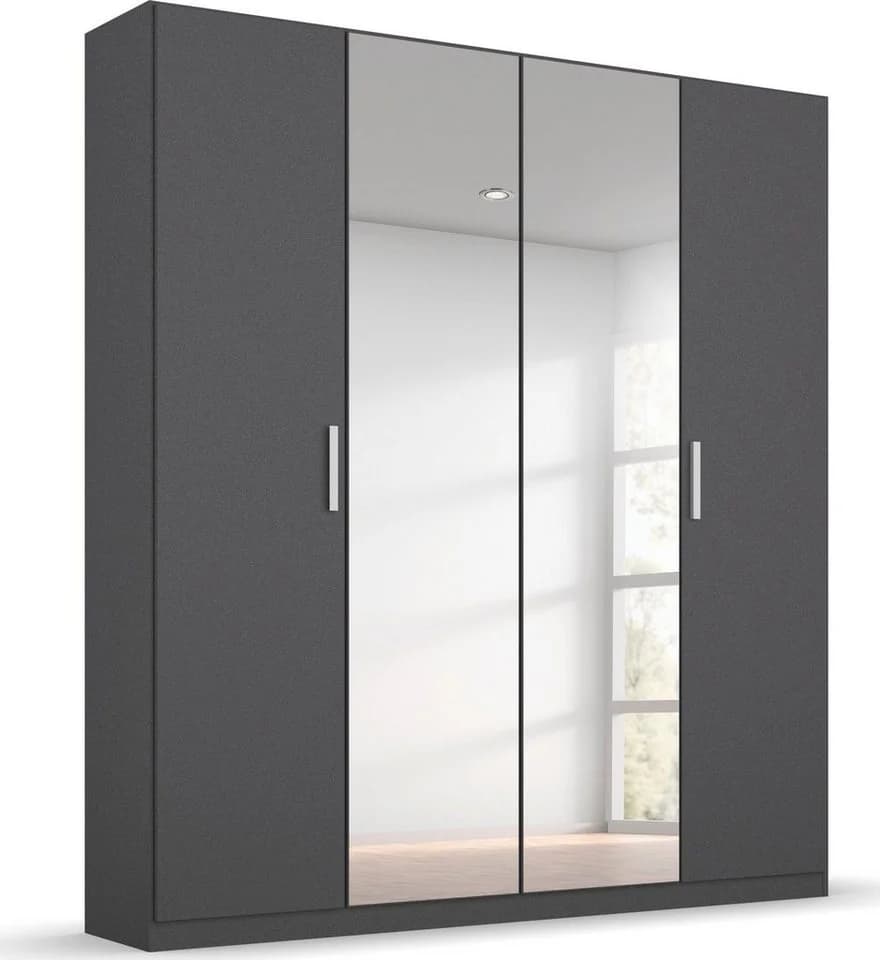 Rauch Kleiderschrank KOLUNA Grau mit Spiegeltüren und Schubladen