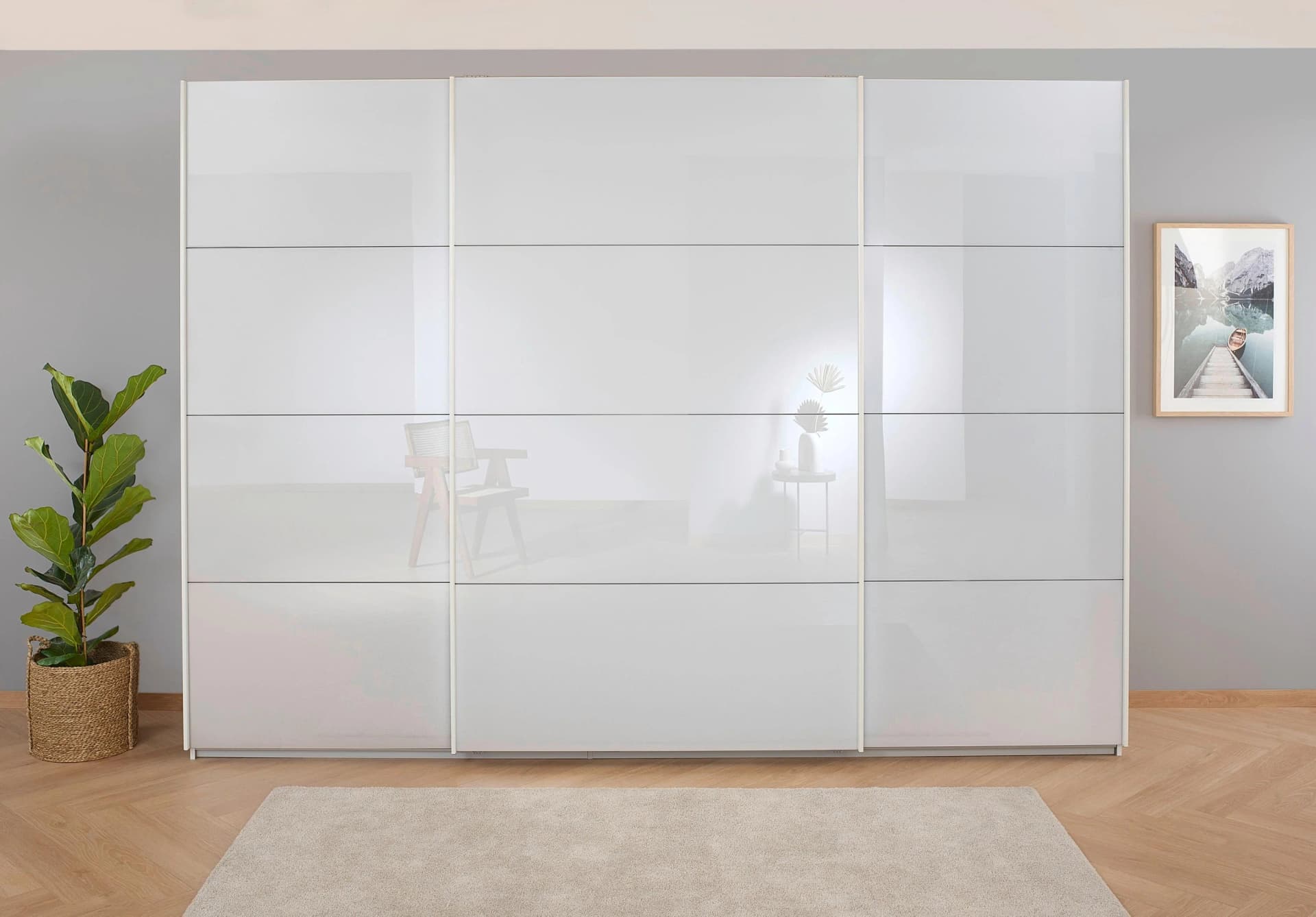 Rauch KOLUNA Schwebetürenschrank Weiß mit Glasfront