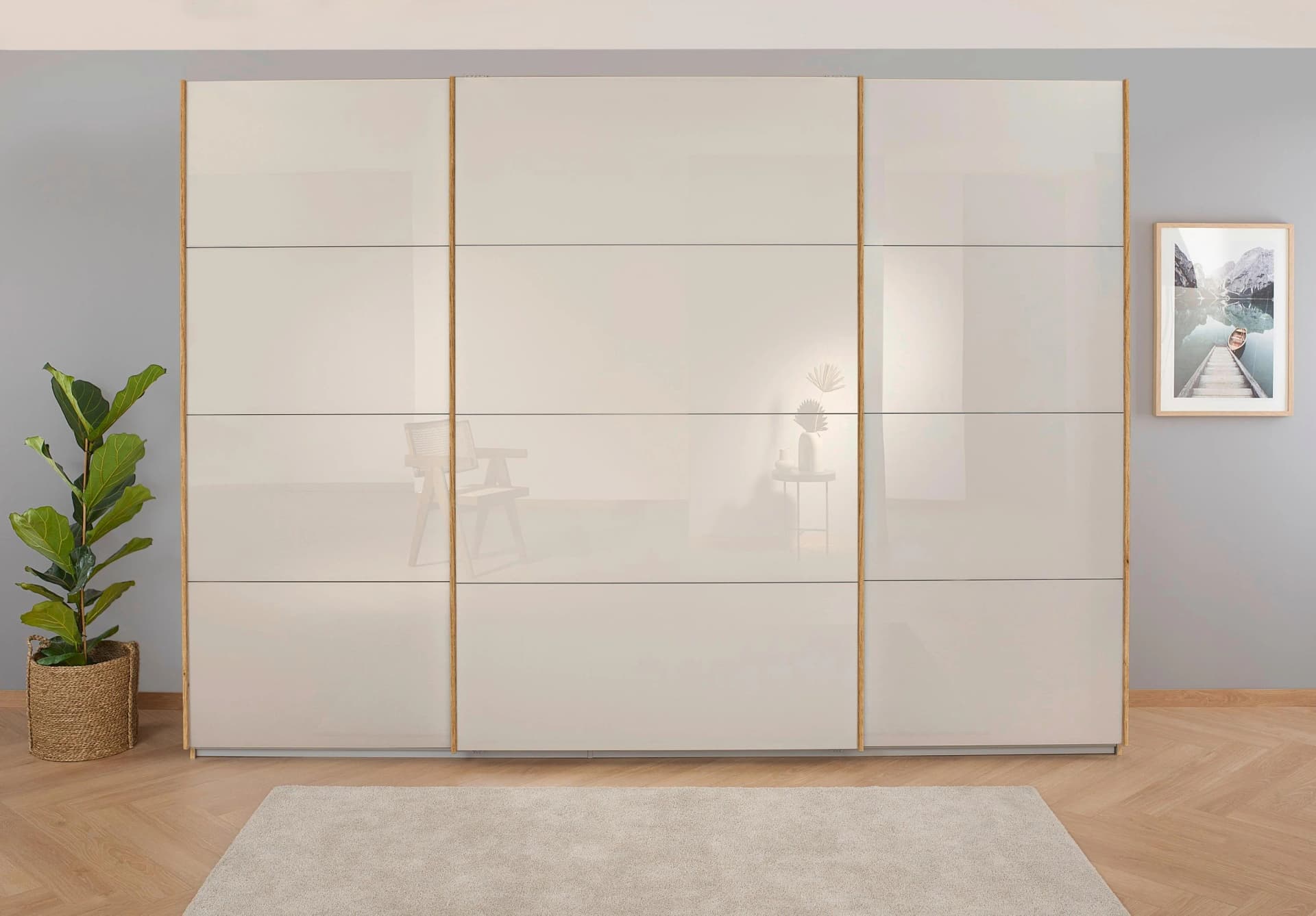 Rauch KOLUNA Schwebetürenschrank mit Glasfront Eiche Artisan