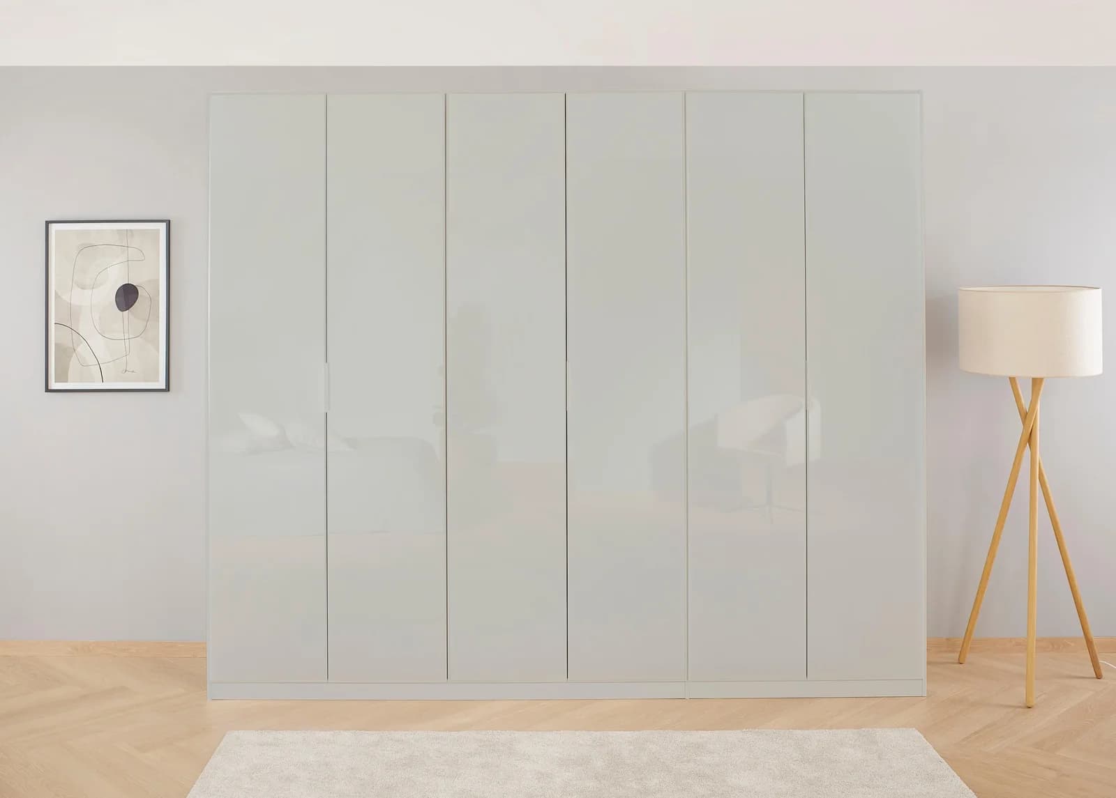 RAUCH KOLUNA Kleiderschrank Seidengrau Glasfront
